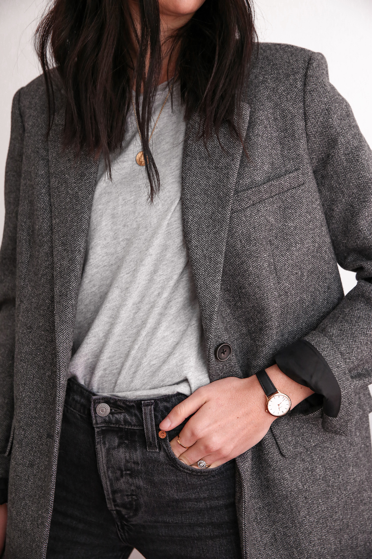 Outfit details Everlane oversized wool blazer in minimal colour palette