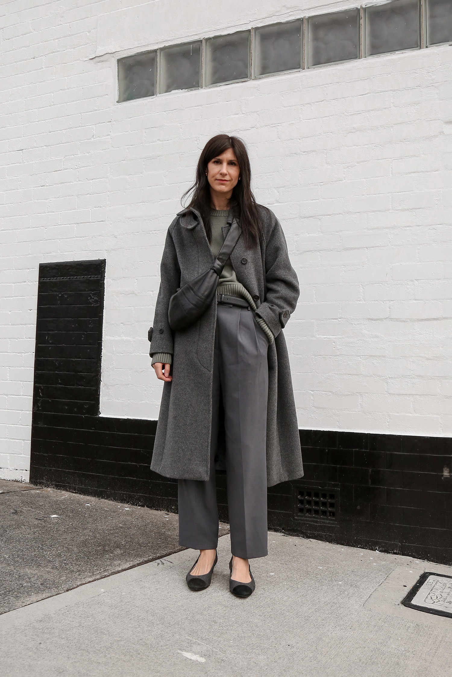 Facade Pattern grey Balmacaan Coat