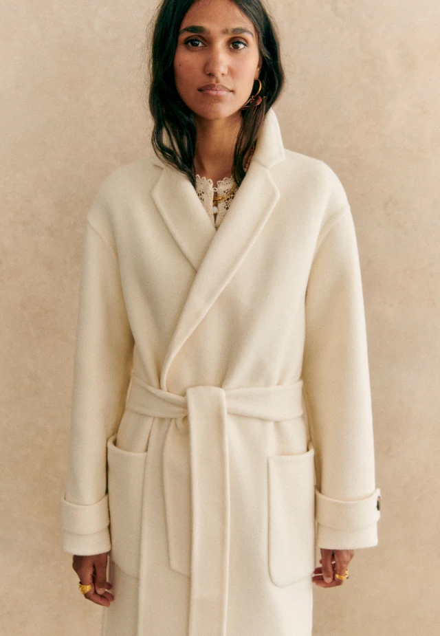 Mederick Coat belted white coat for winter chic