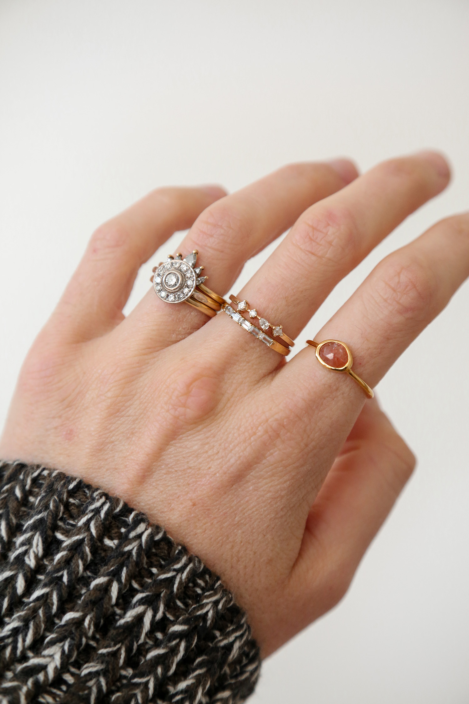 Linjer lab grown diamonds Ilse Ring Luxe and sunstone ring