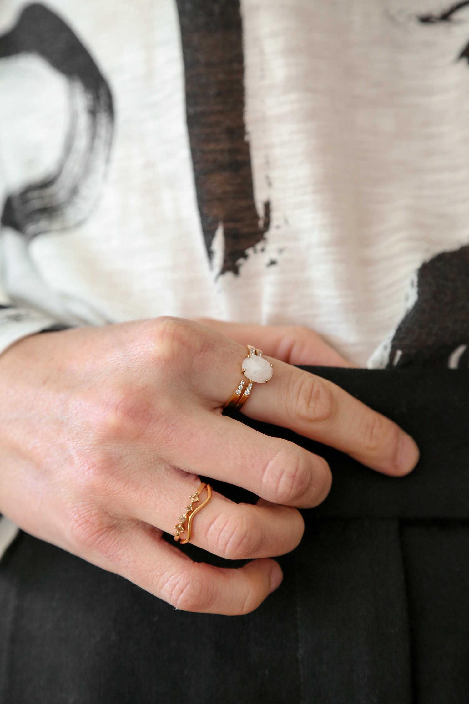 Moonstone and topaz rings dainty jewellery