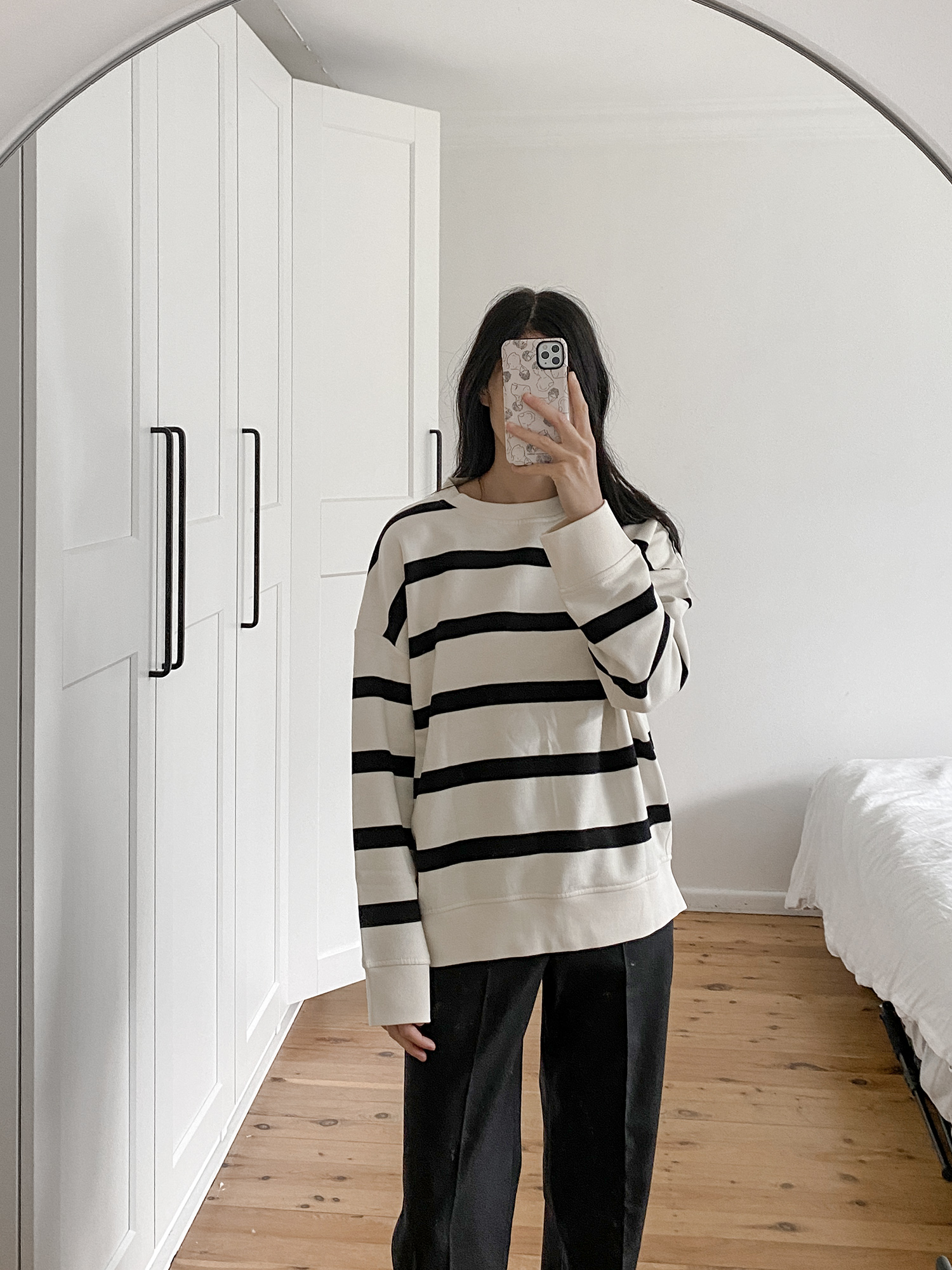 Arket oversized sweatshirt in ecru and black stripe review 1062664001003