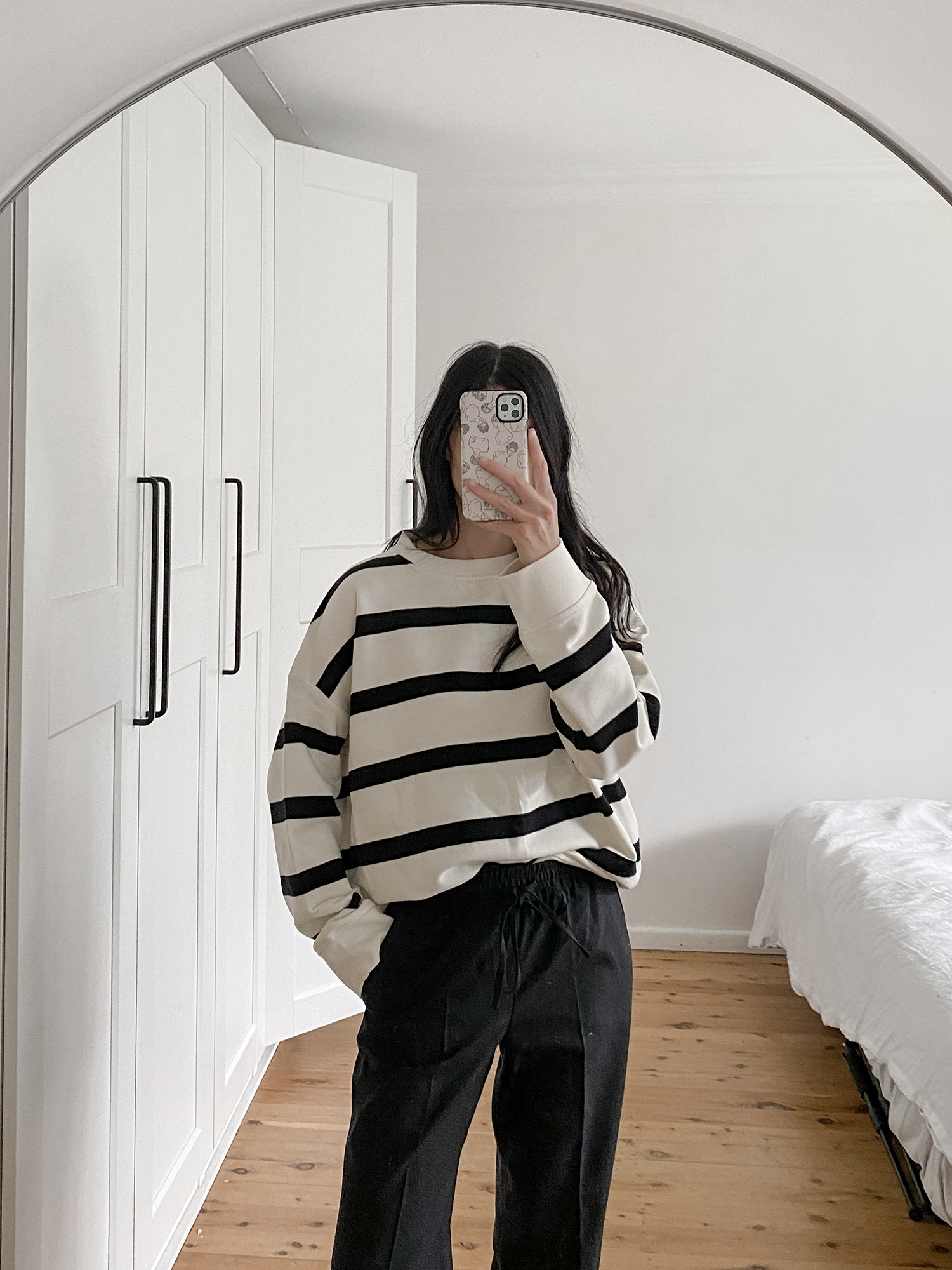 Arket oversized sweatshirt in ecru and black stripe review 1062664001003