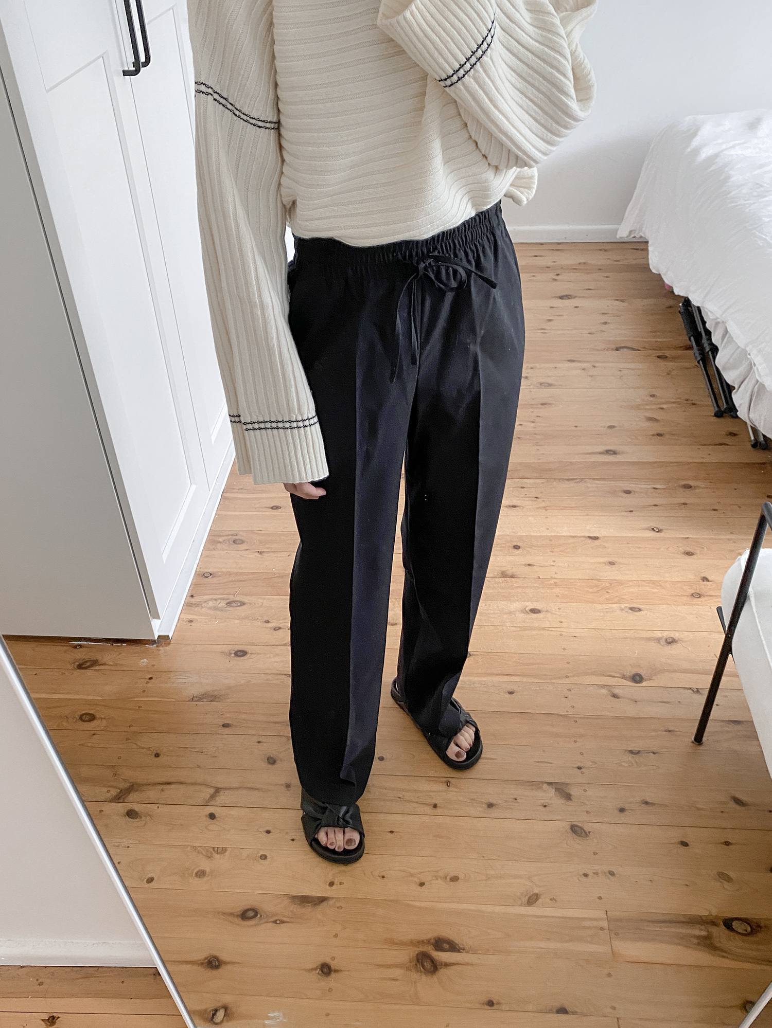 Arket black wool hopsack trousers review 1029578001003