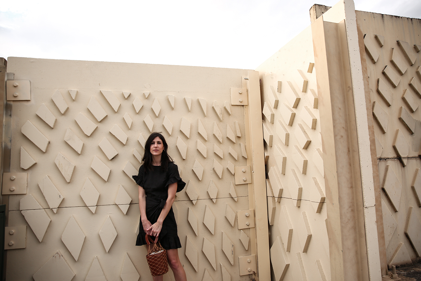 Outfit wearing black ruffle dress