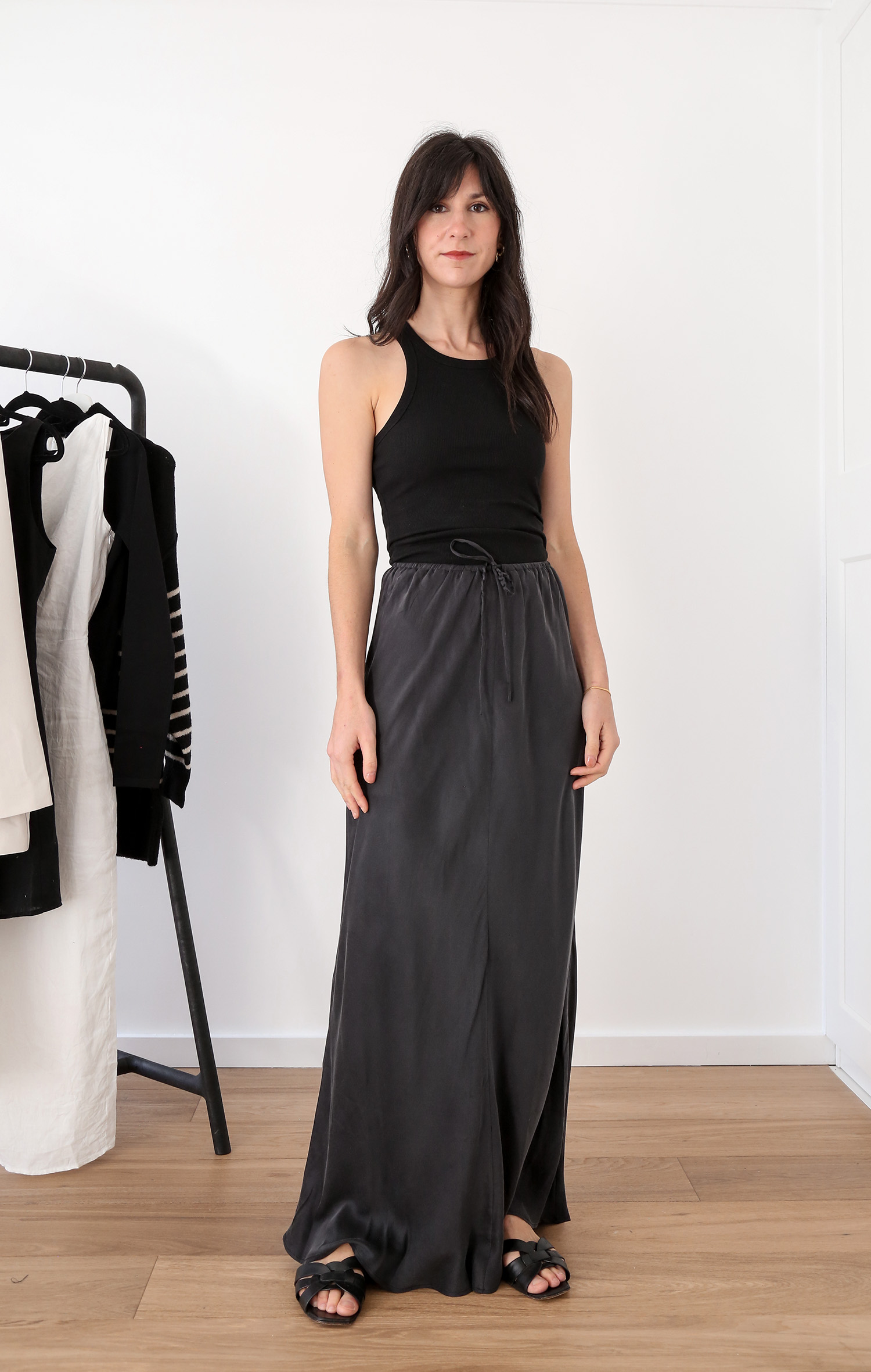 DISSH Layla black silk midi skirt review
