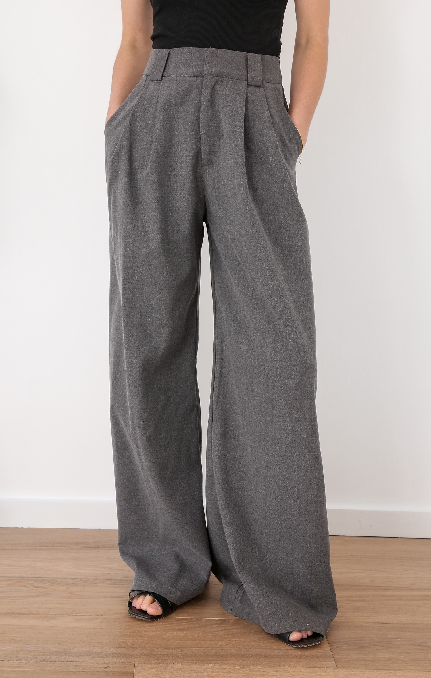 Harley charcoal wool blend pant