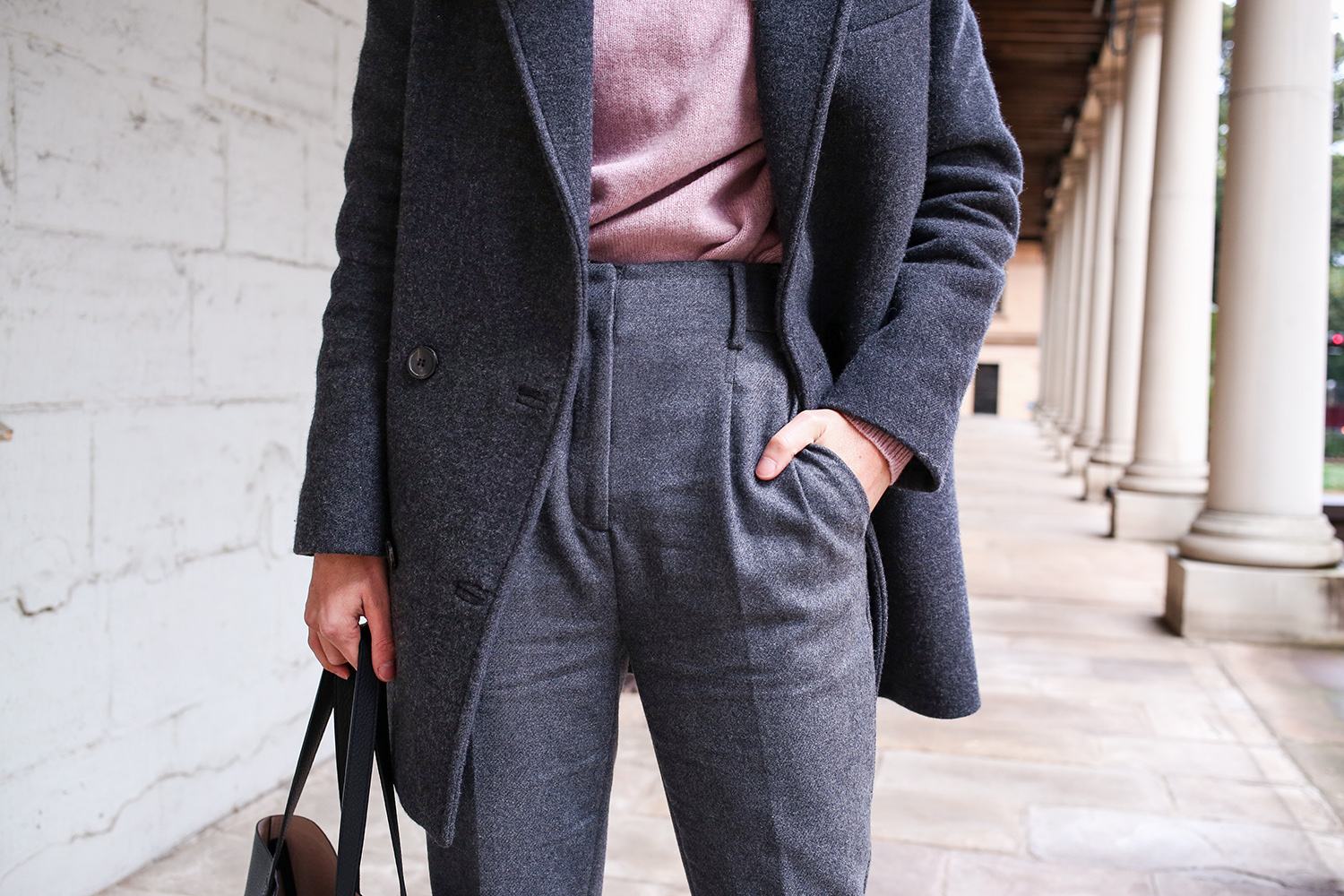 How to style grey wool trousers