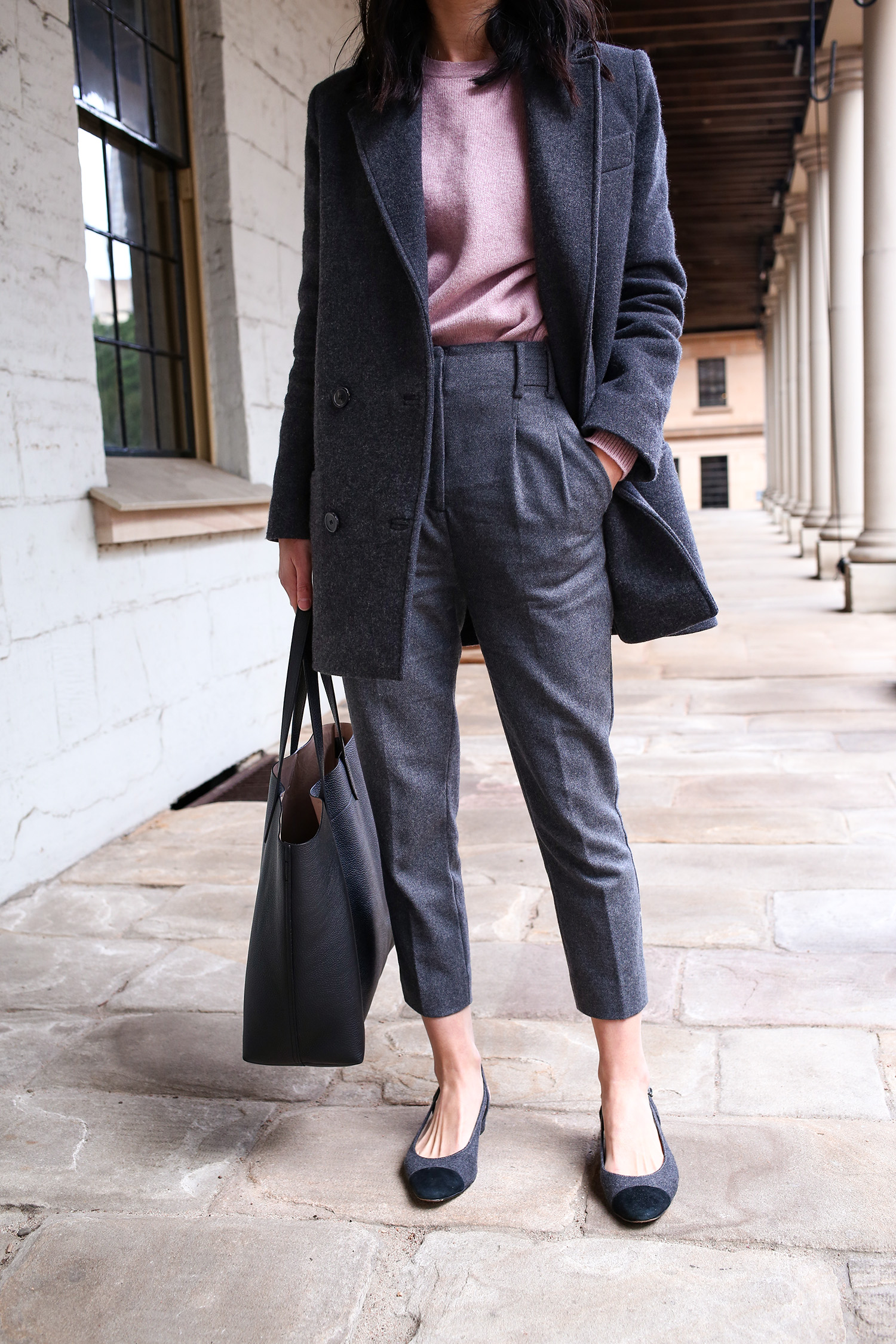 How to style grey wool trousers