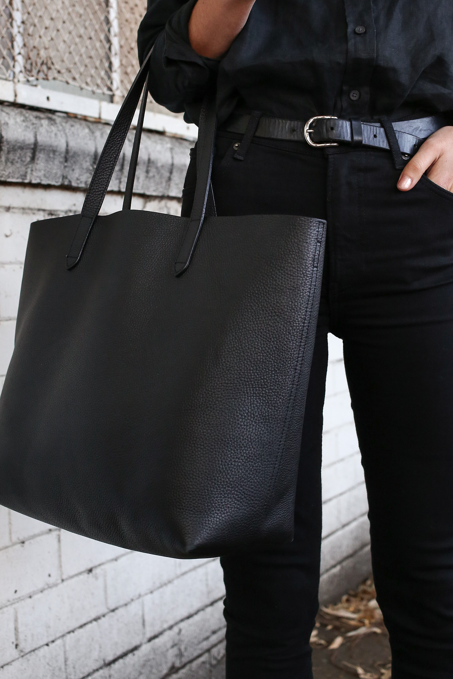 My New Black Tote With An All-Black Outfit