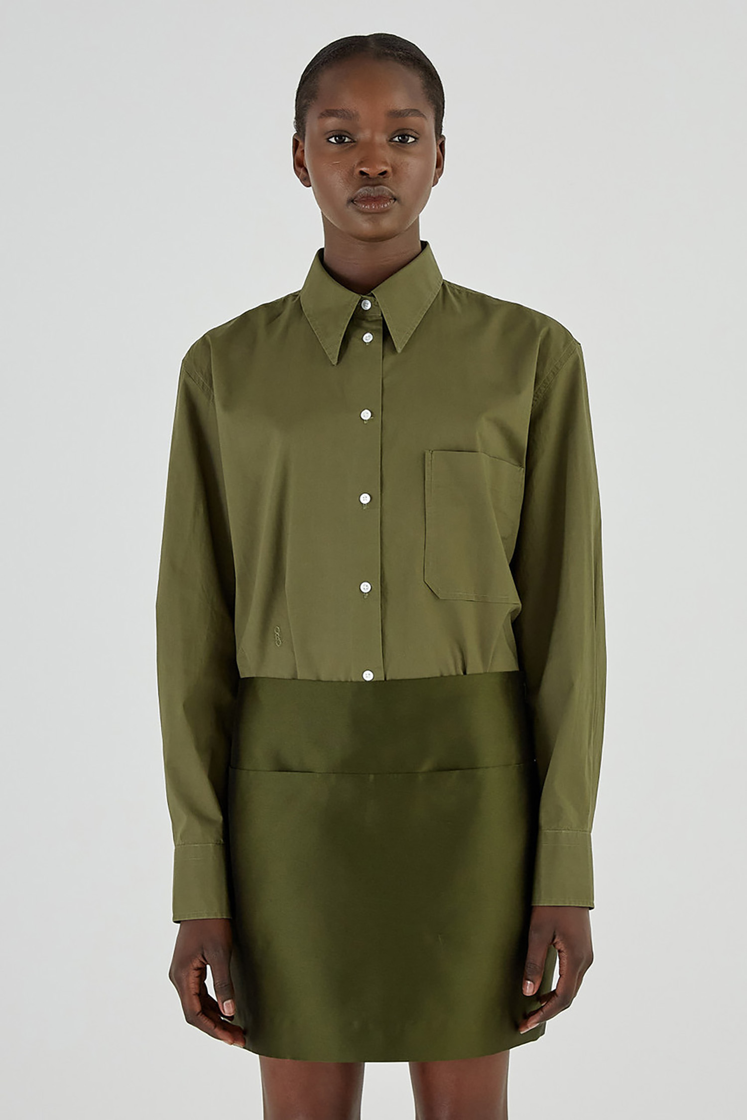 Oroton olive cotton poplin shirt review