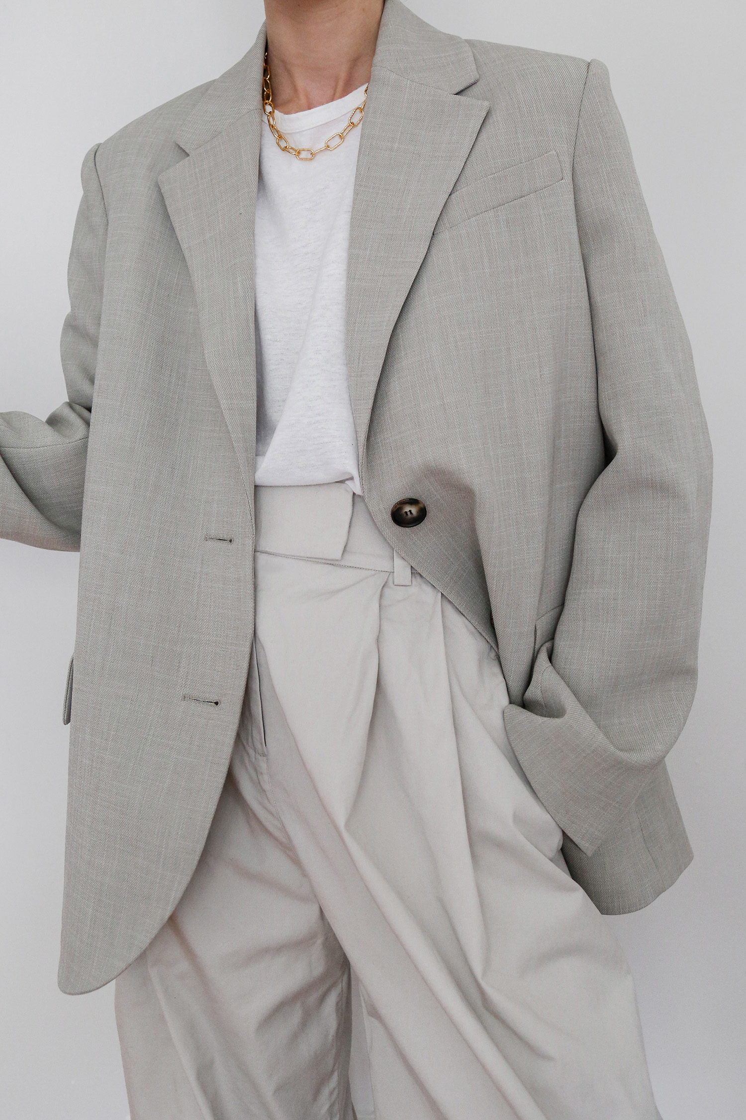 Camilla and Marc morella blazer with COS trousers