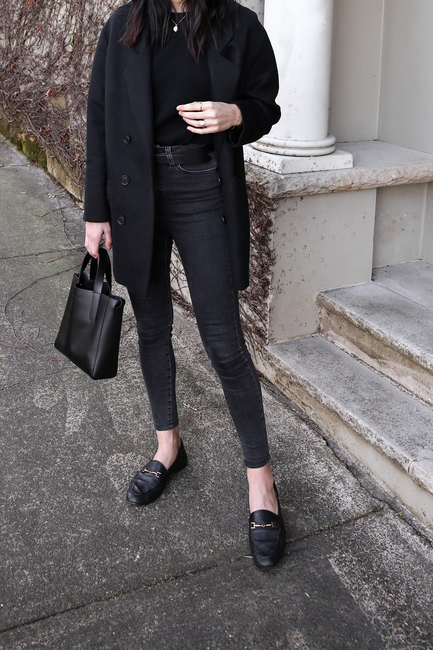 Scandi style head to toe black outfit