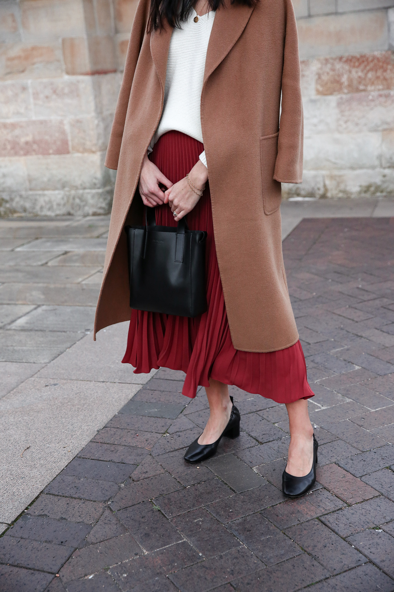 OOTD: Wearing Quince leather shirt w/ white midi skirt - Mademoiselle