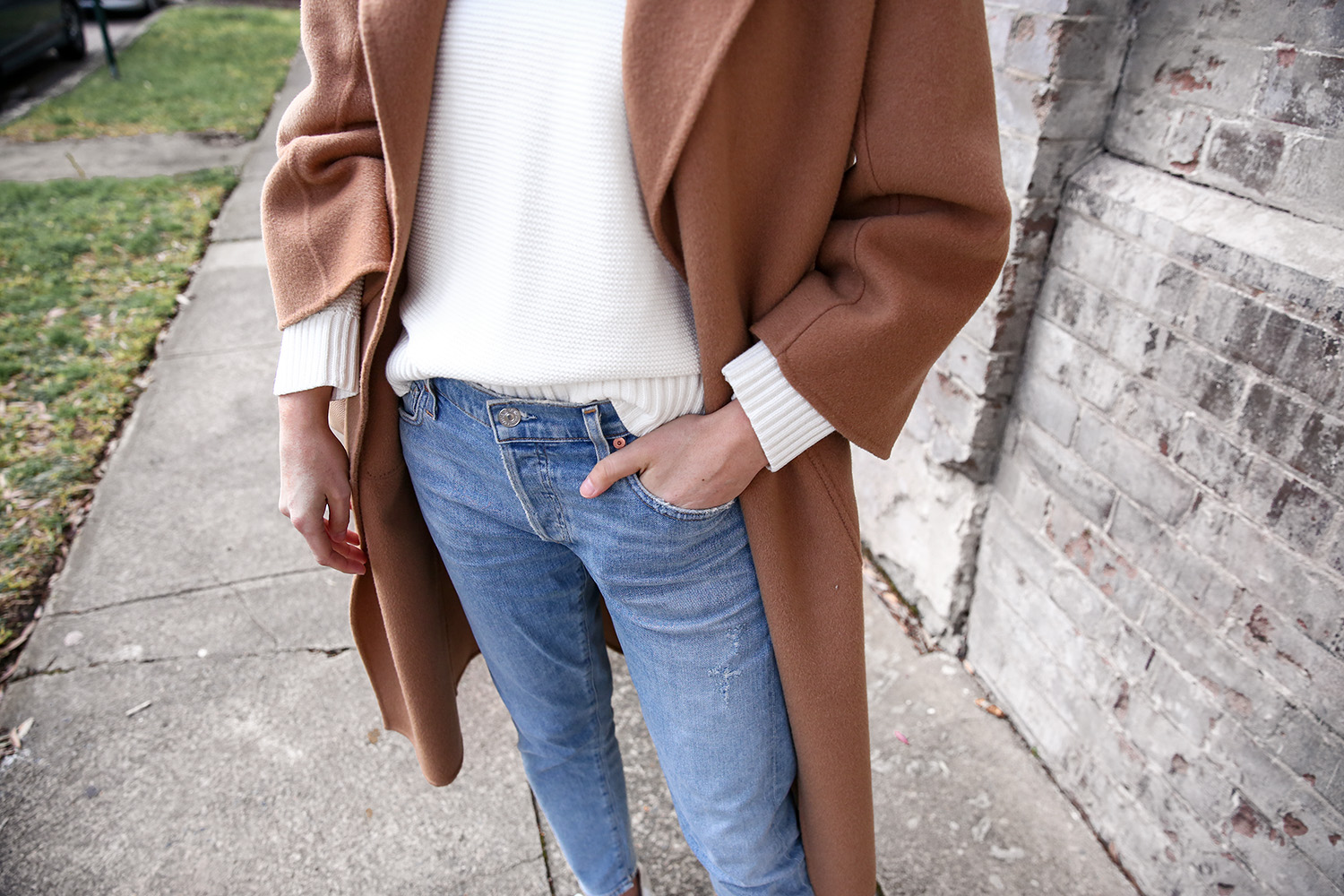 Jamie Lee of Mademoiselle wearing Citizens of Humanity Emerson Jeans and The Curated Coat