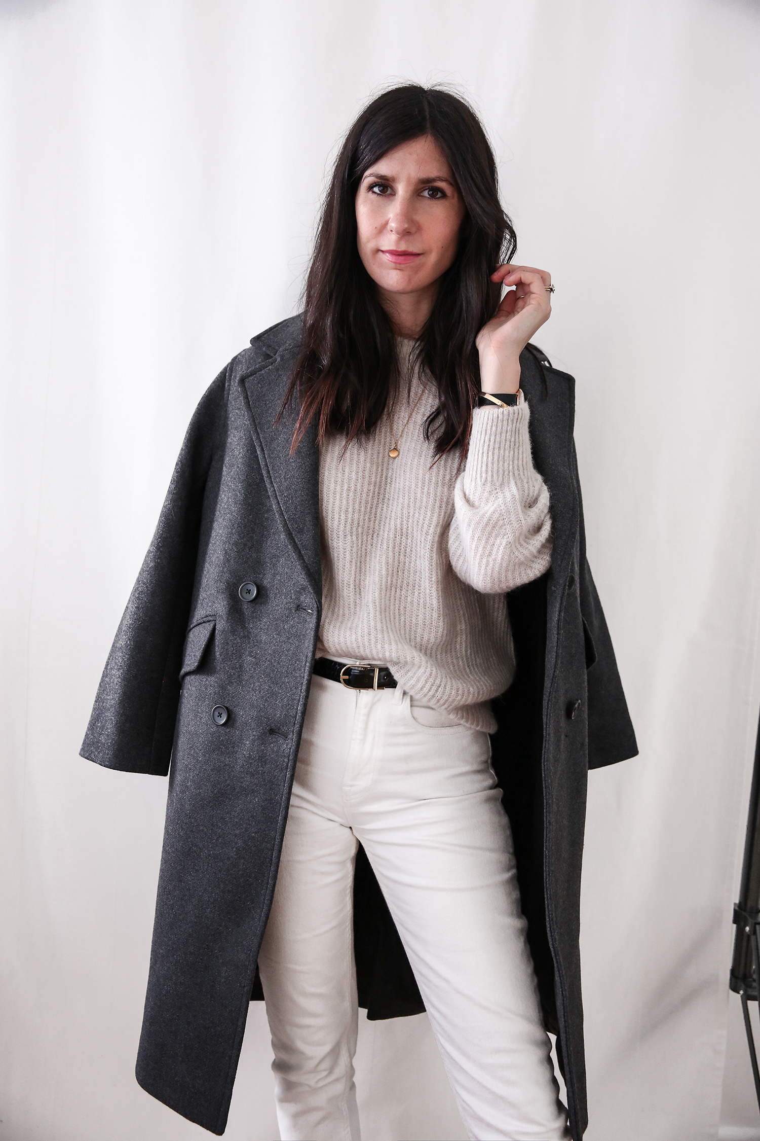 Jamie Lee of Mademoiselle wearing the Everlane alpaca crew sweater