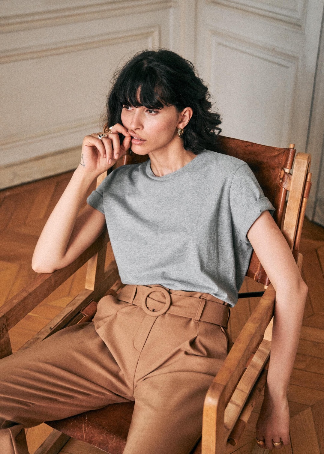 Sezane Autumn 2019 Conrad T Shirt in Grey Marl