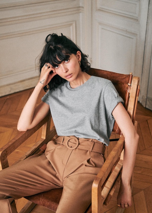 Sezane Autumn 2019 Conrad T Shirt in Grey Marl