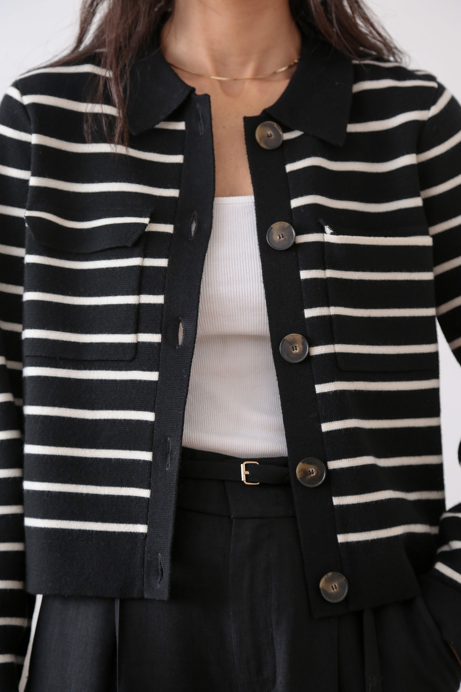 Black and White Striped Knit