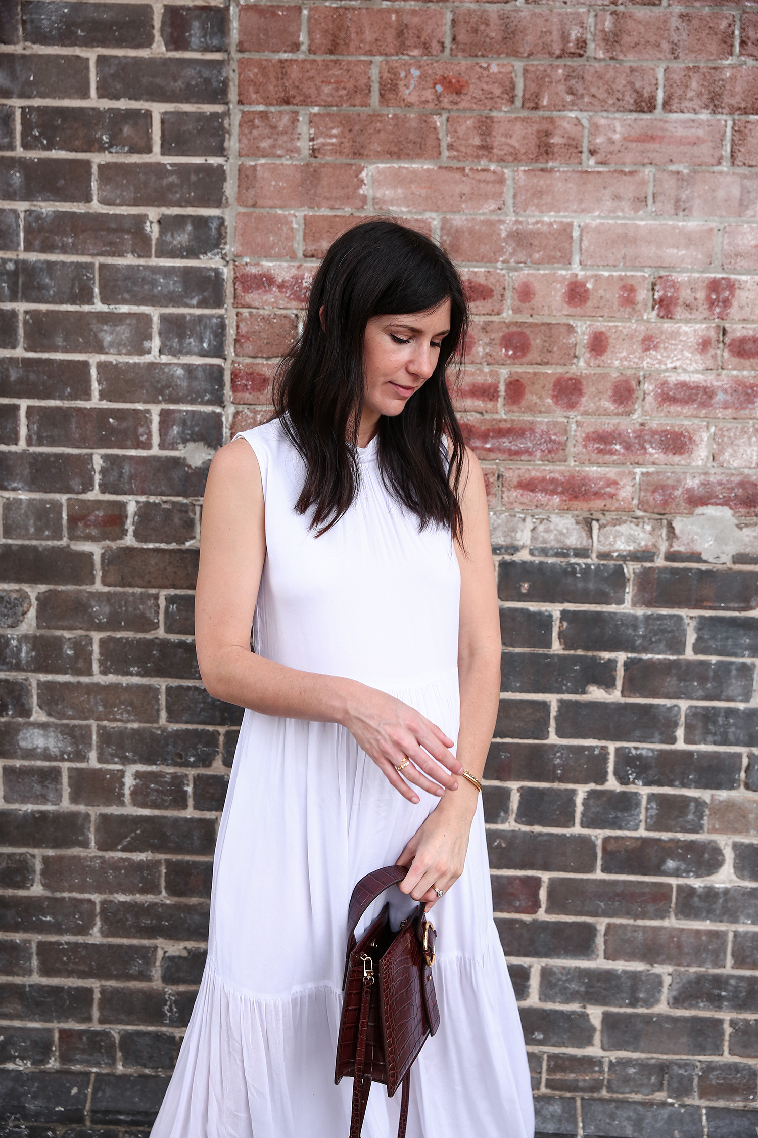 Jamie Lee of Mademoiselle wearing the Lune Resort Noni Maxi Dress and By Far Mules