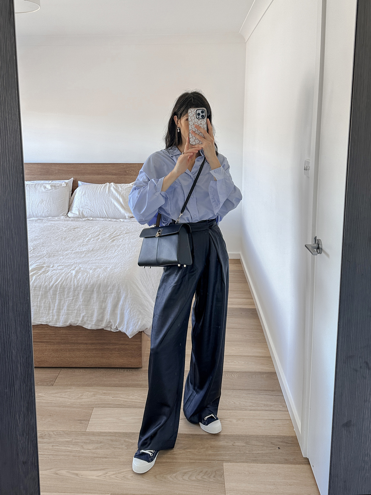 Blanca Caroline shirt with Tibi Stella pants and Bensimon sneakers