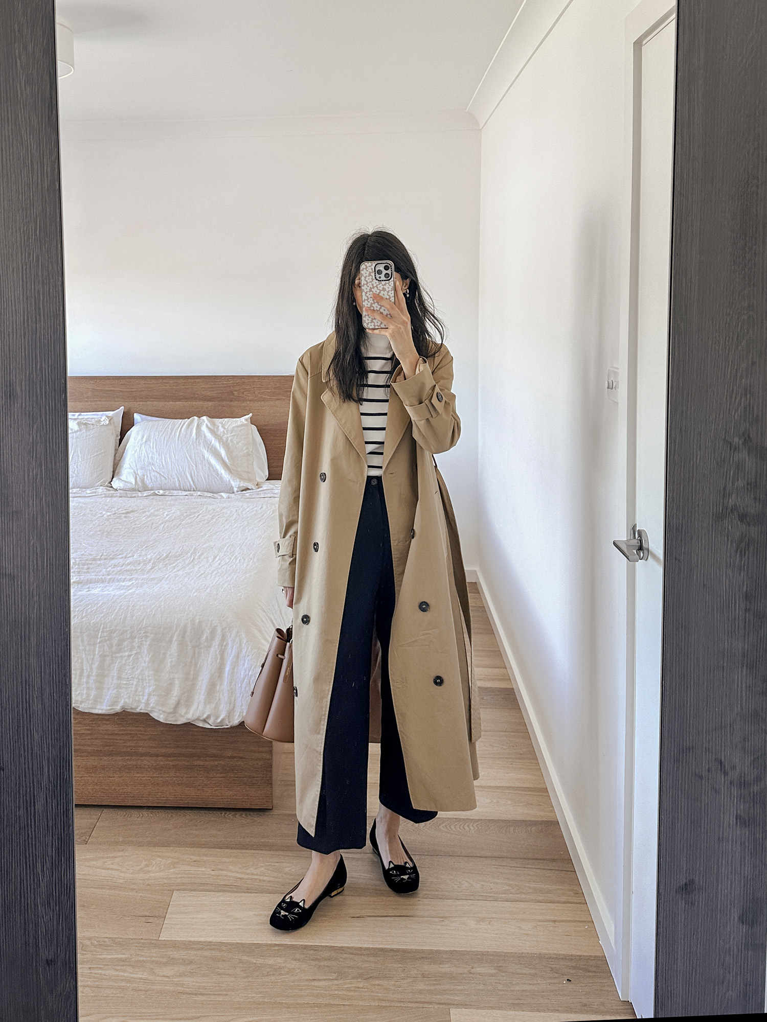 Lilysilk stripe top and discount code with DISSH foster trench coat