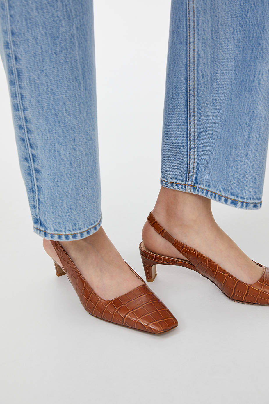 Arket Square Toe Leather Slingbacks