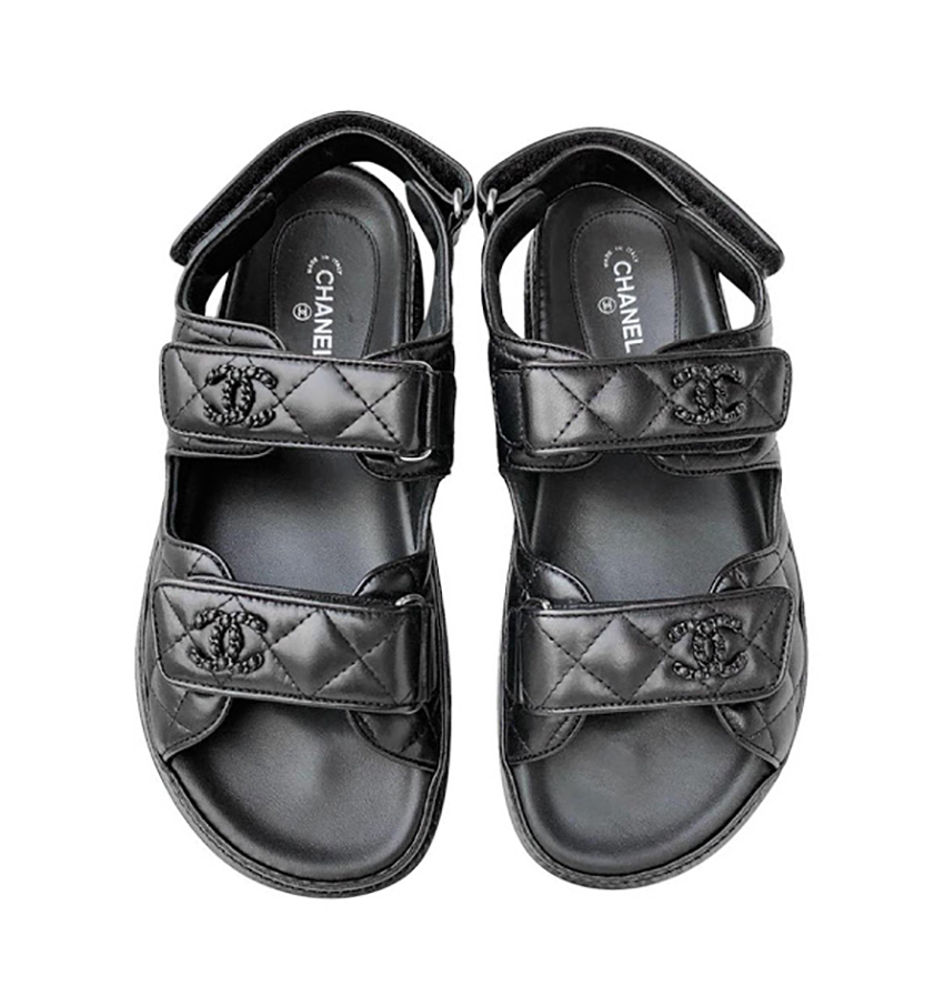 dupe chanel velcro quilted leather sandals from the high street - river  island — Styling By Charlotte