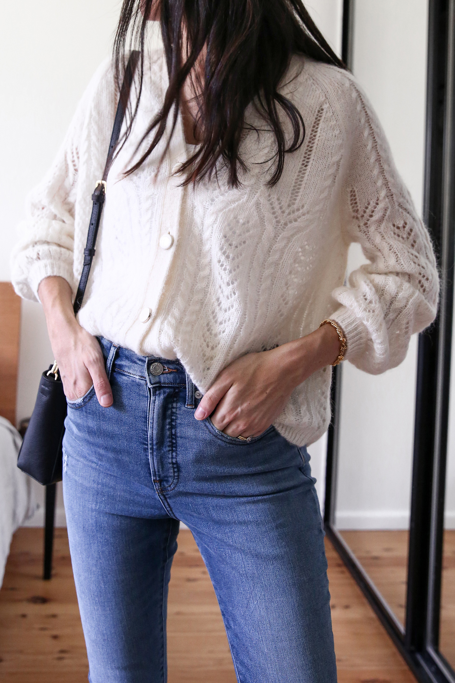 Jamie Lee of Mademoiselle wearing the Sezane Augustino Sweater