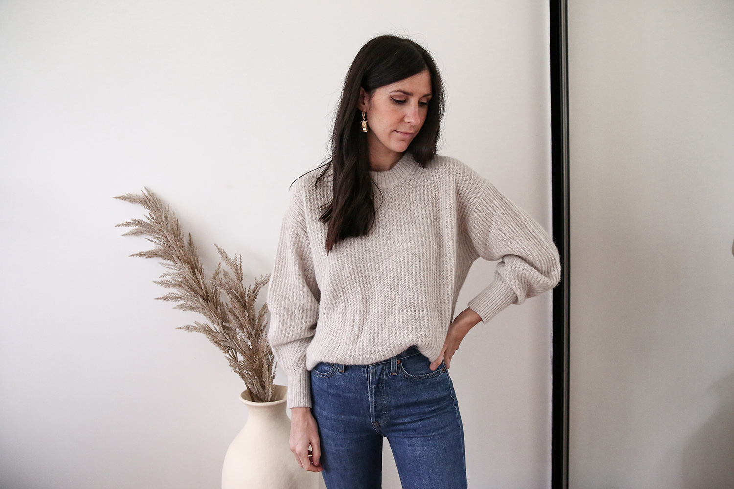 Everlane alpaca sweater in almond