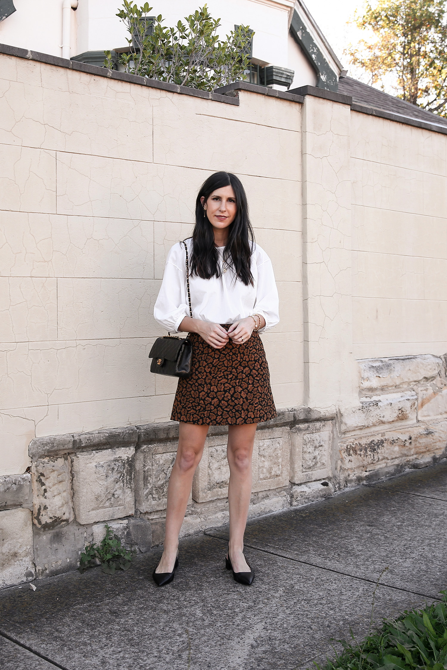 Autumn Outfit wearing a leopard print skirt