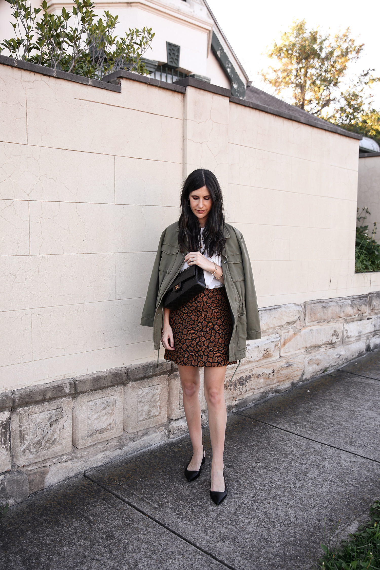 Autumn Outfit wearing a leopard print skirt