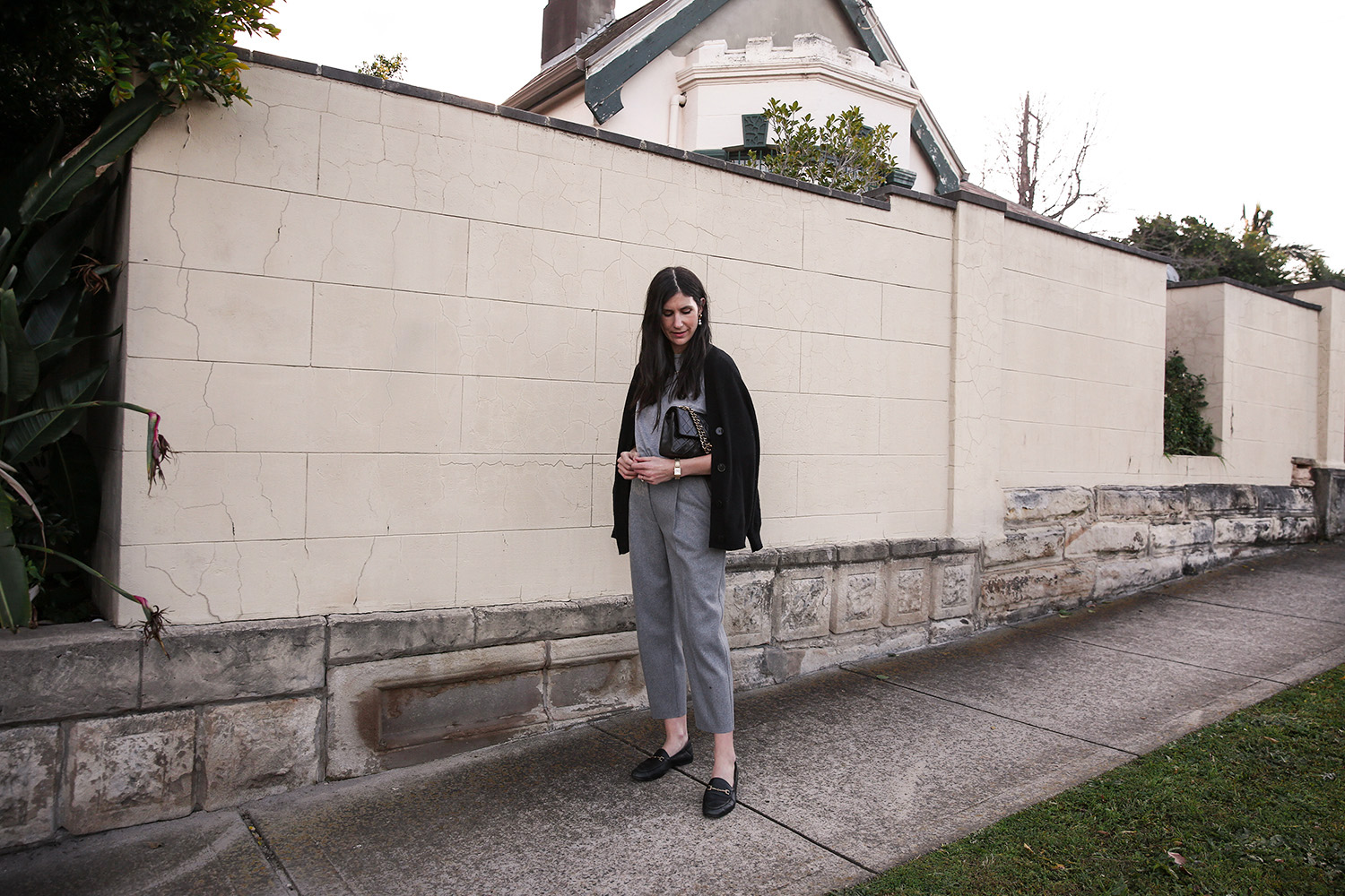 Monochrome grey minimal style outfit street style