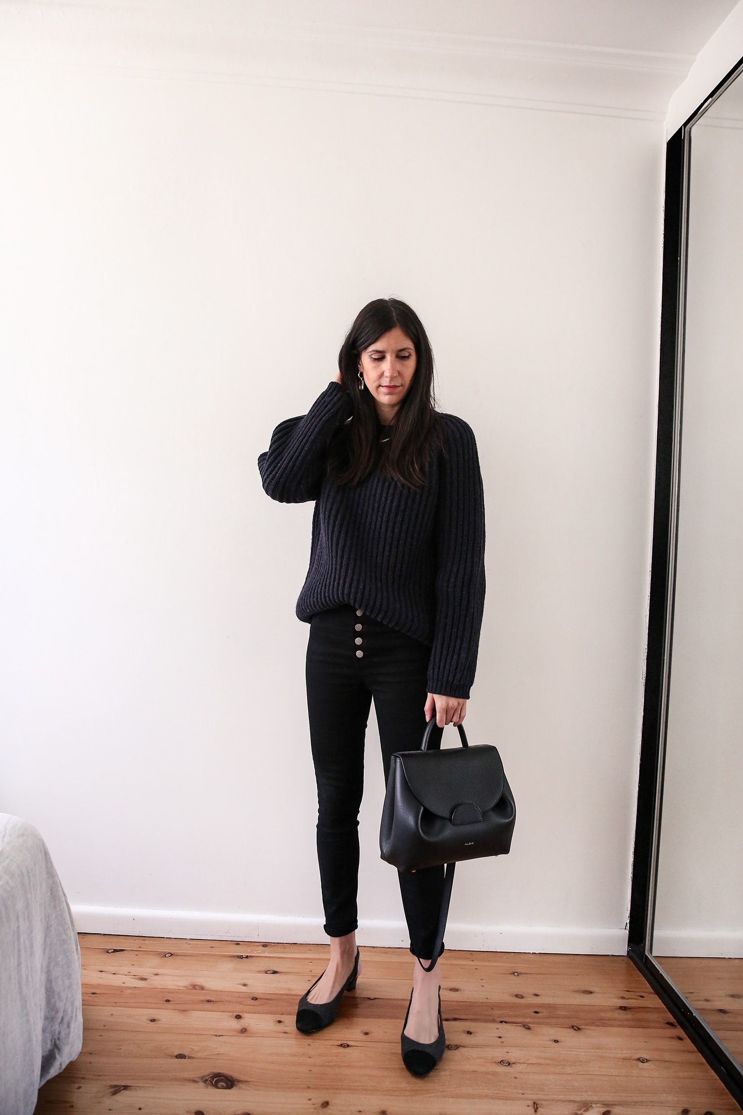 Winter Outfit #1: Oversized knit sweater with skinny jeans - Mademoiselle