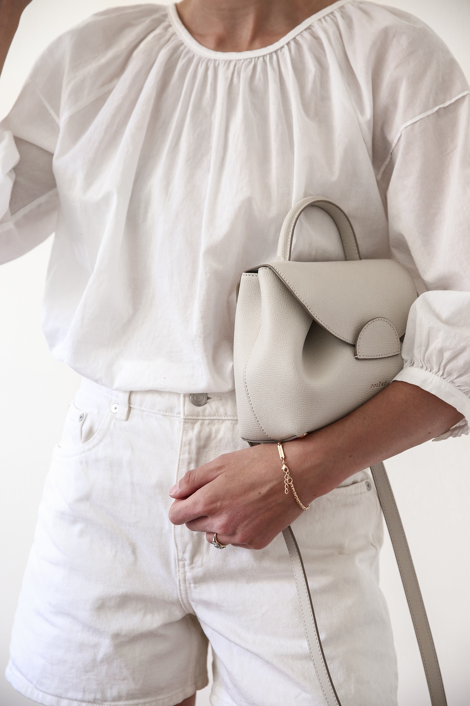 Minimal outfit details white neutrals street style