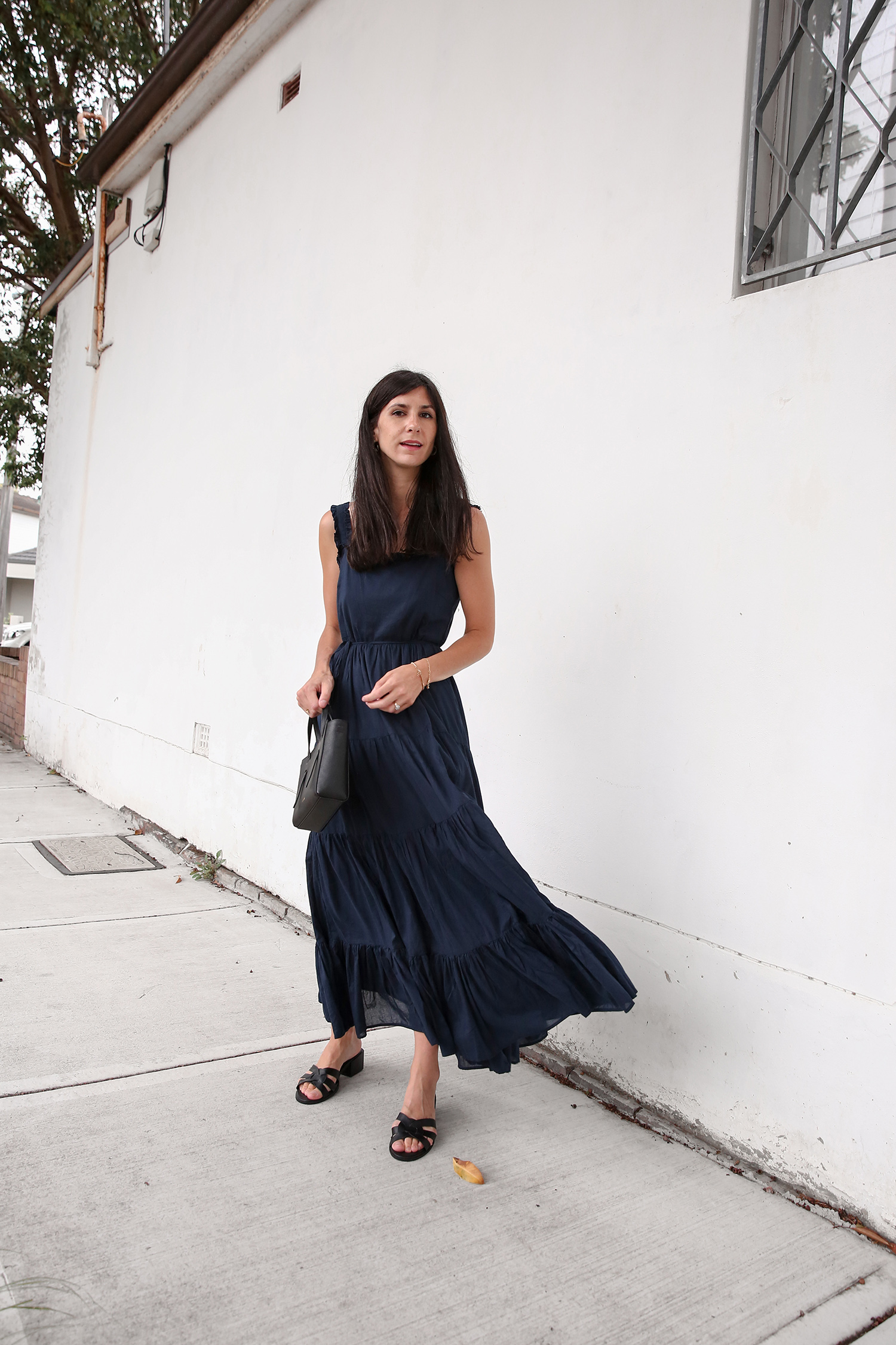 Alessandra Cashmere Havana Cotton Voile dress in navy