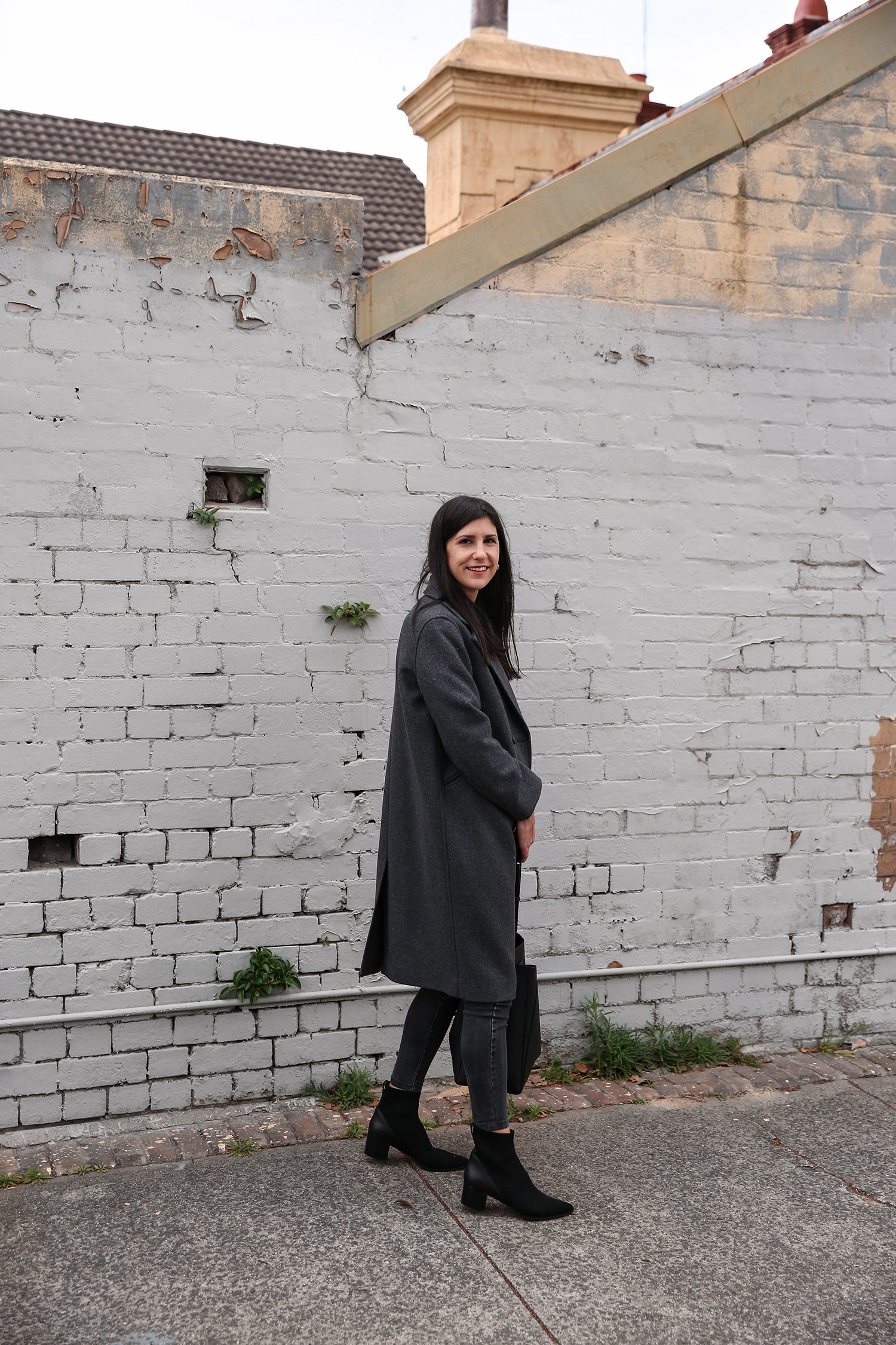 Jamie Lee from Mademoiselle wearing Everlane Italian ReWool Overcoat