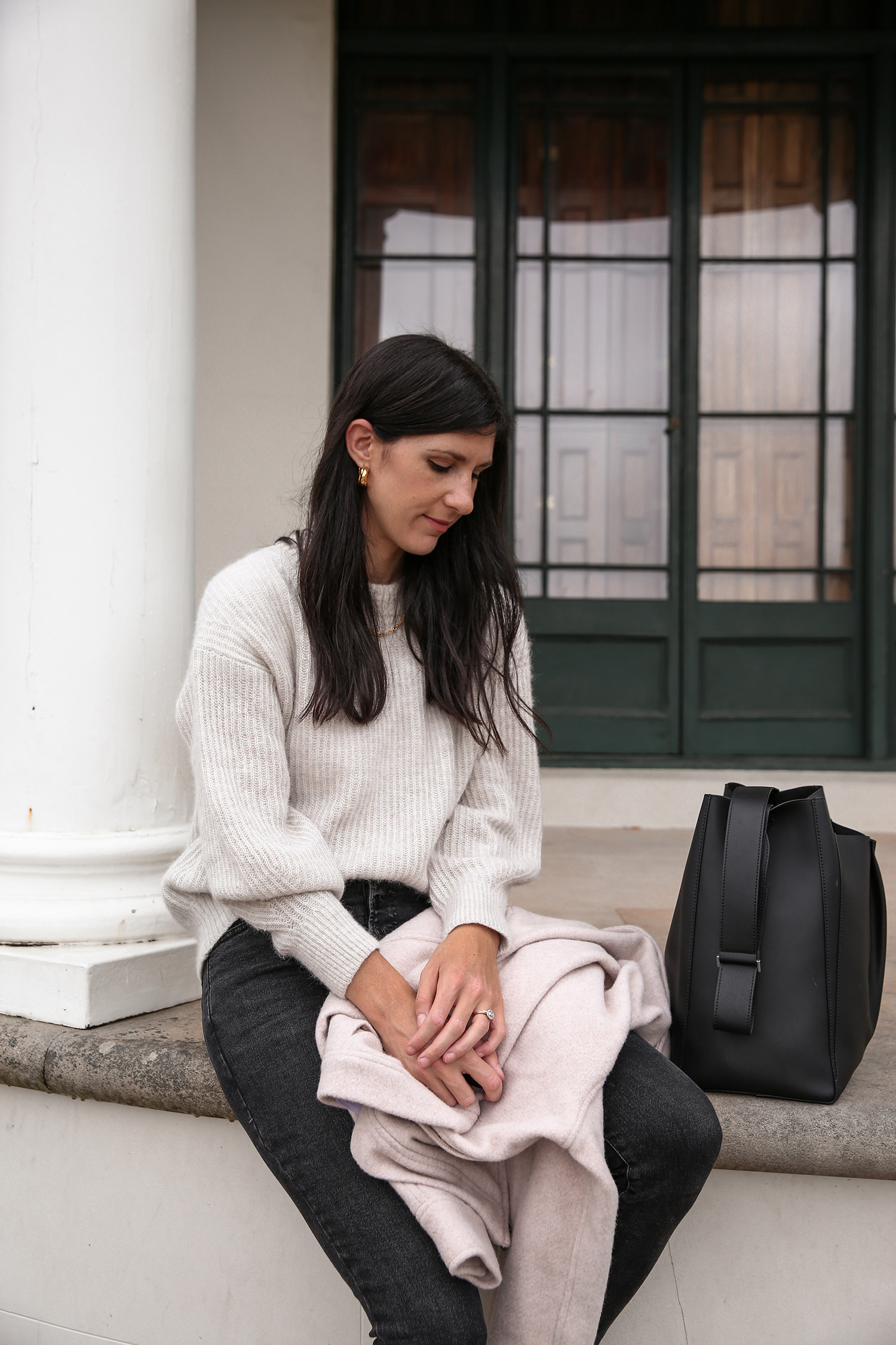 Everlane alpaca knit sweater in almond