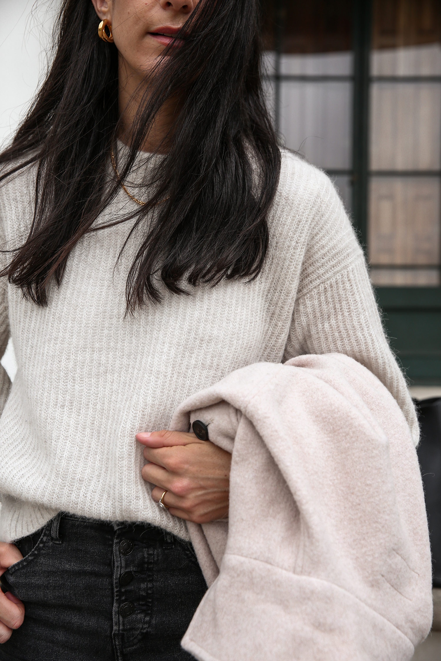 Everlane alpaca knit sweater in almond