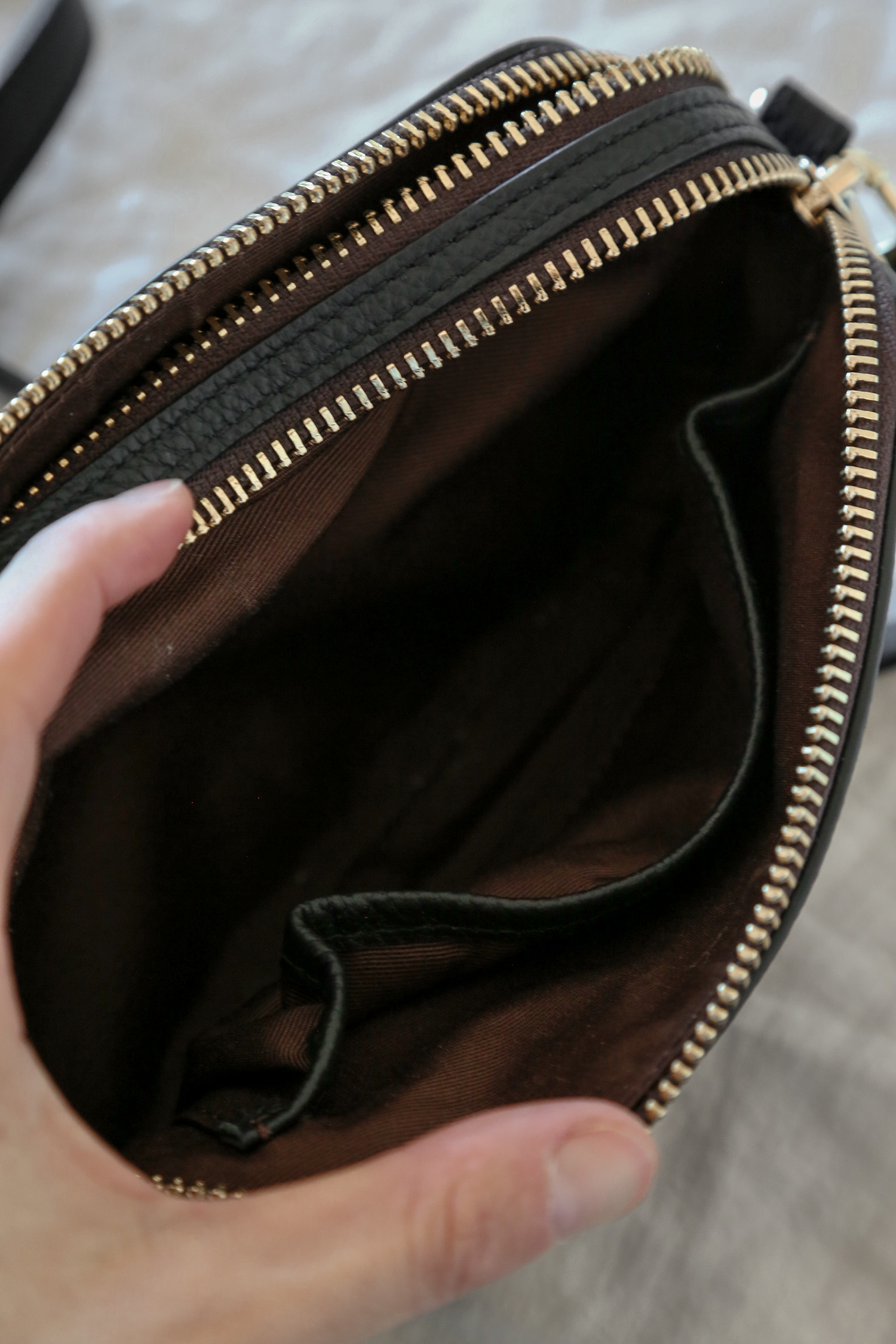 black handbag interior pockets