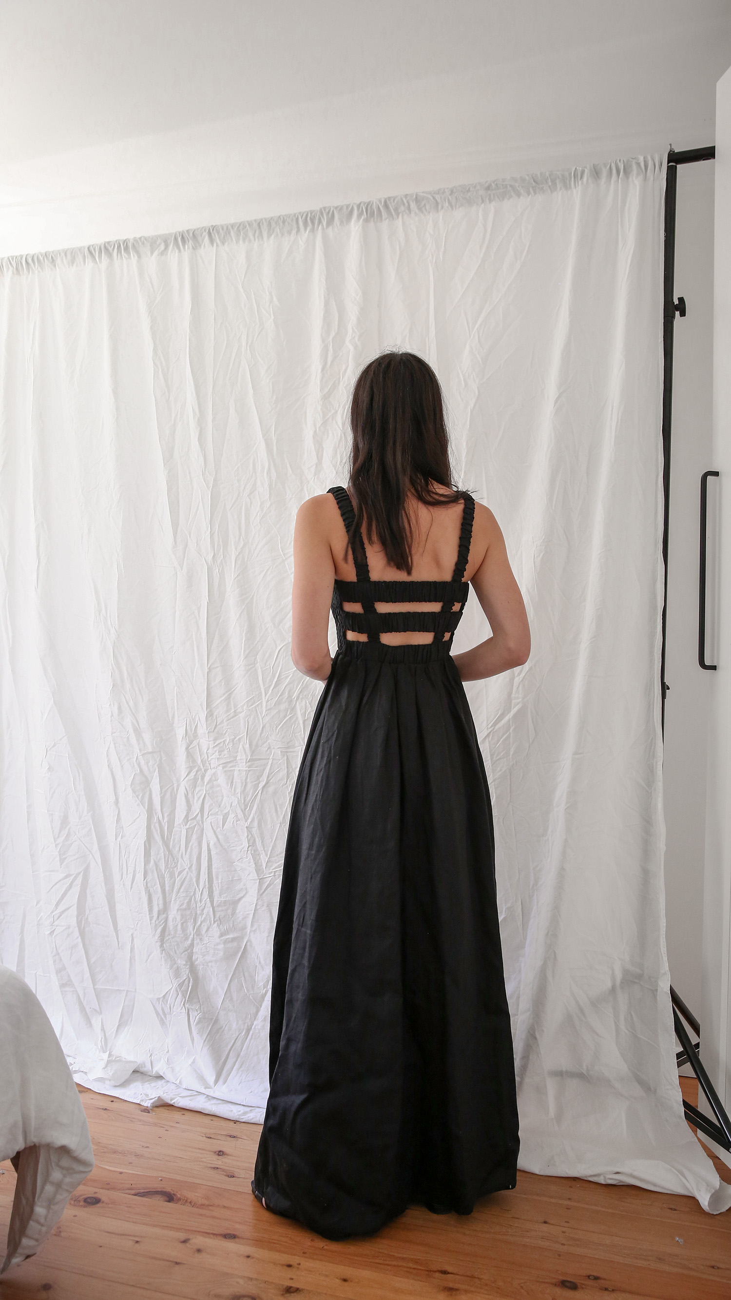 AERE the label black linen maxi dress