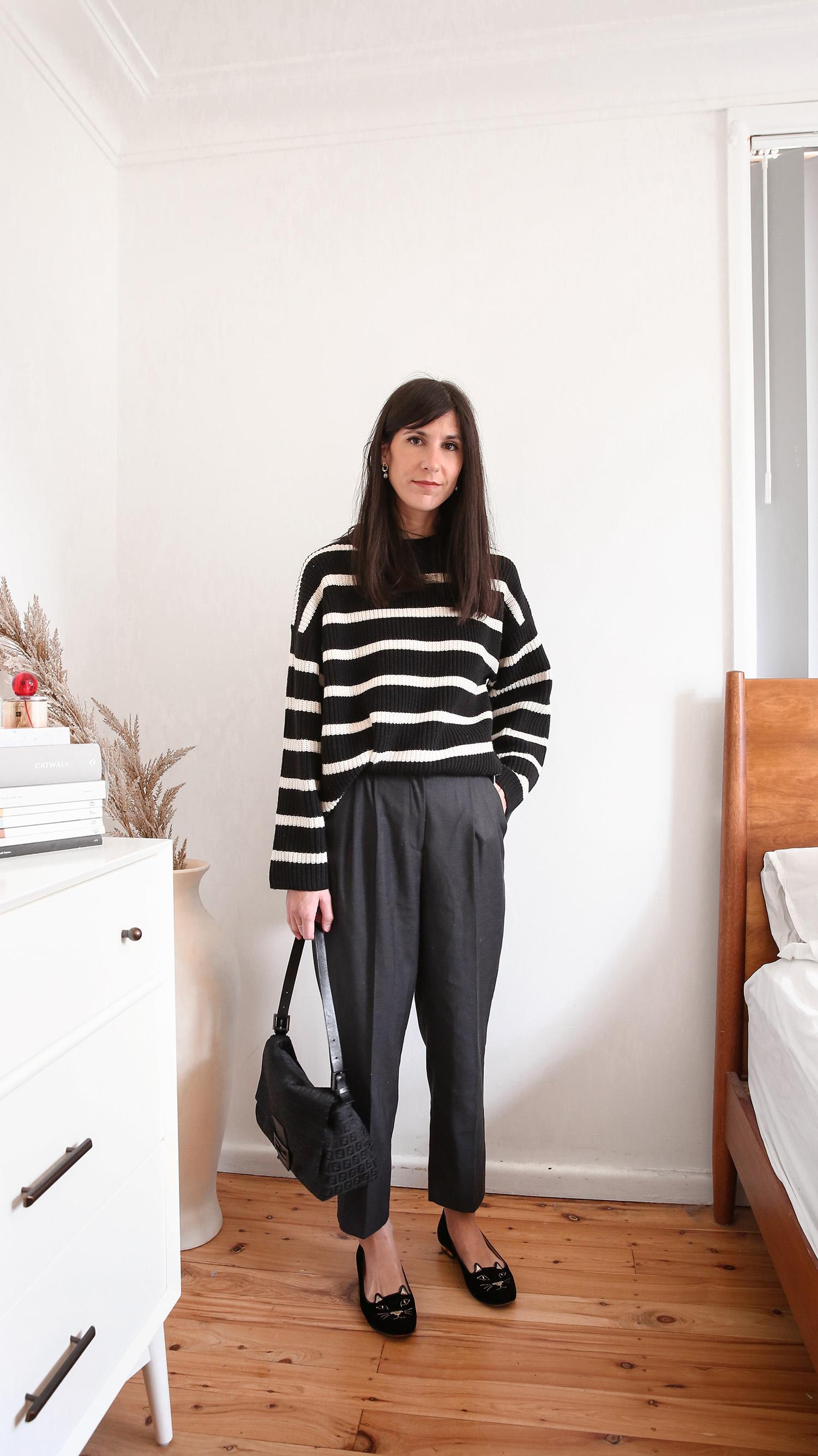 Scandi Style Wearing H&M Oversized Stripe Knit with H&M trousers