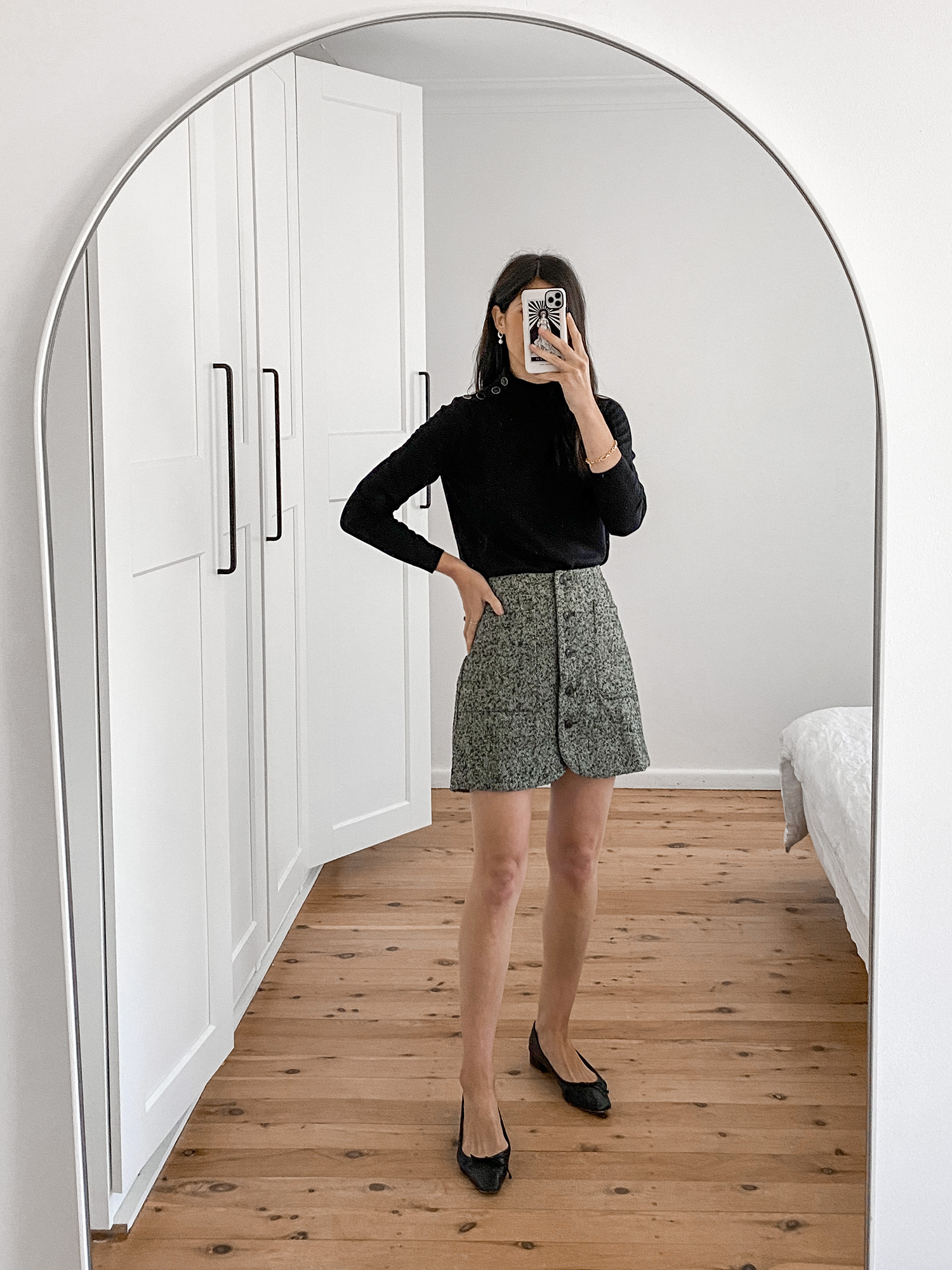 Madewell Herringbone Wool Button Front Mini Skirt Review
