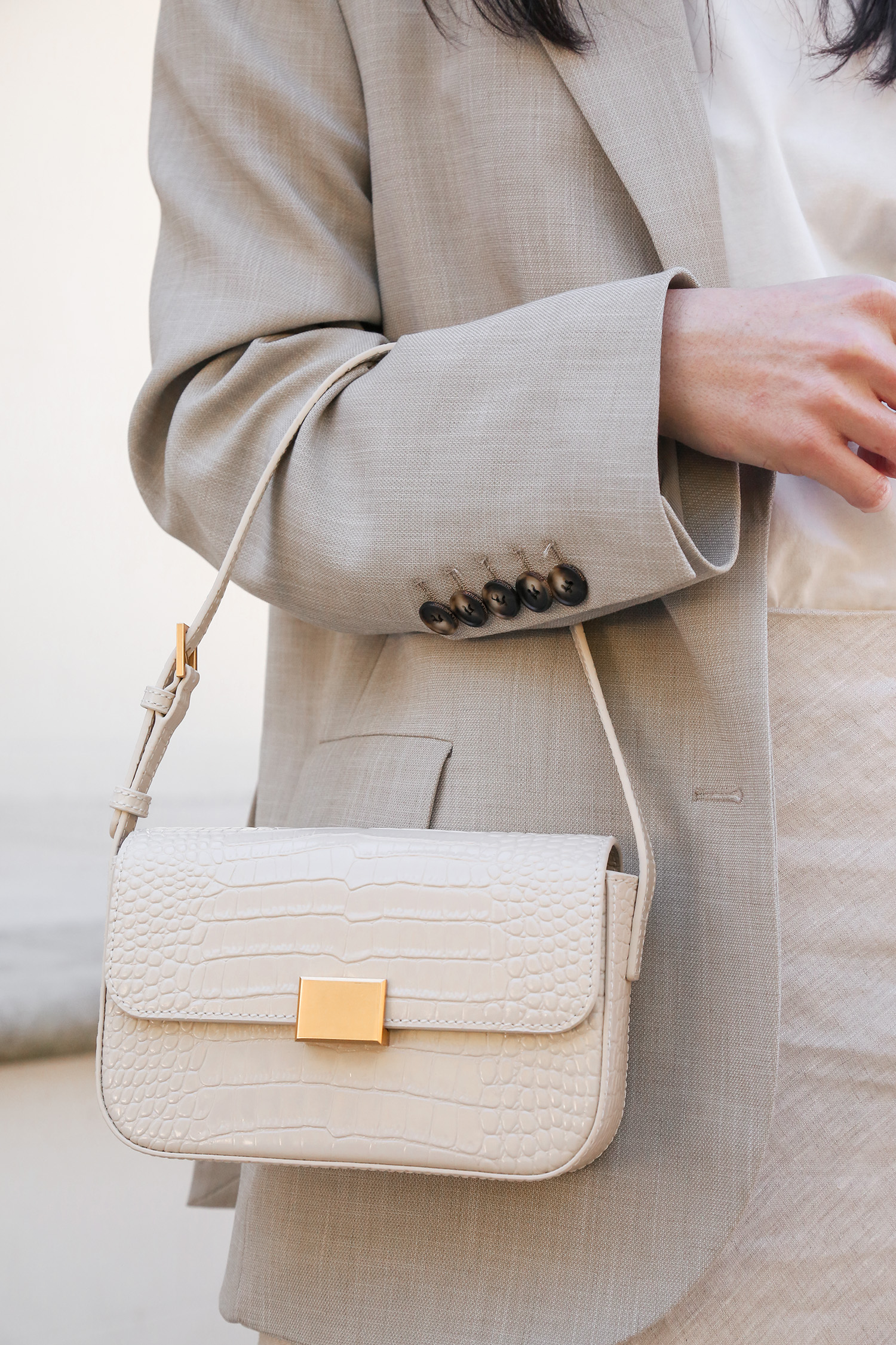 The Curated Mini Shoulder Bag Cream Mock Leather