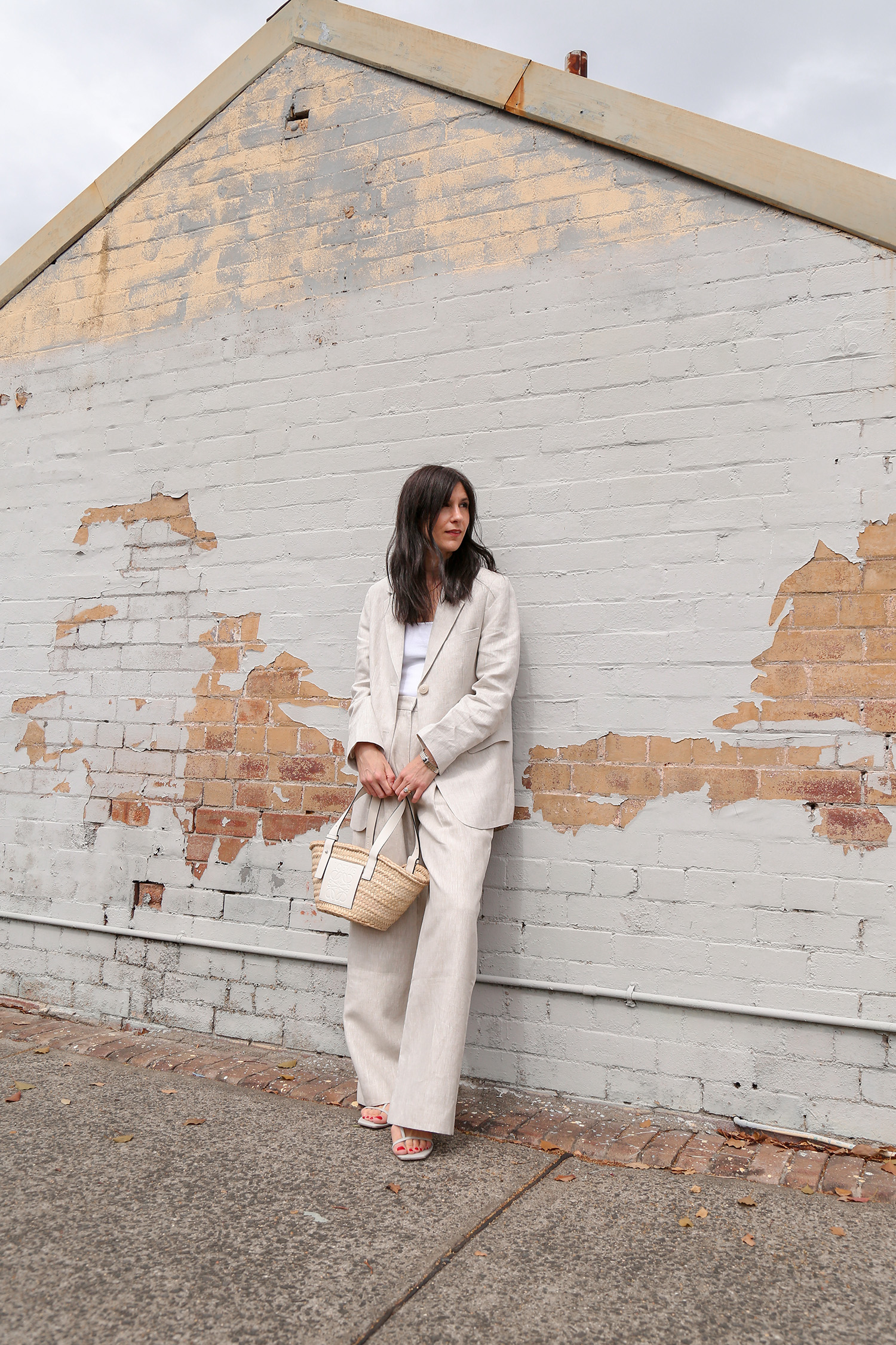 Assembly Label beige linen suit Leila jacket and Maeve trousers