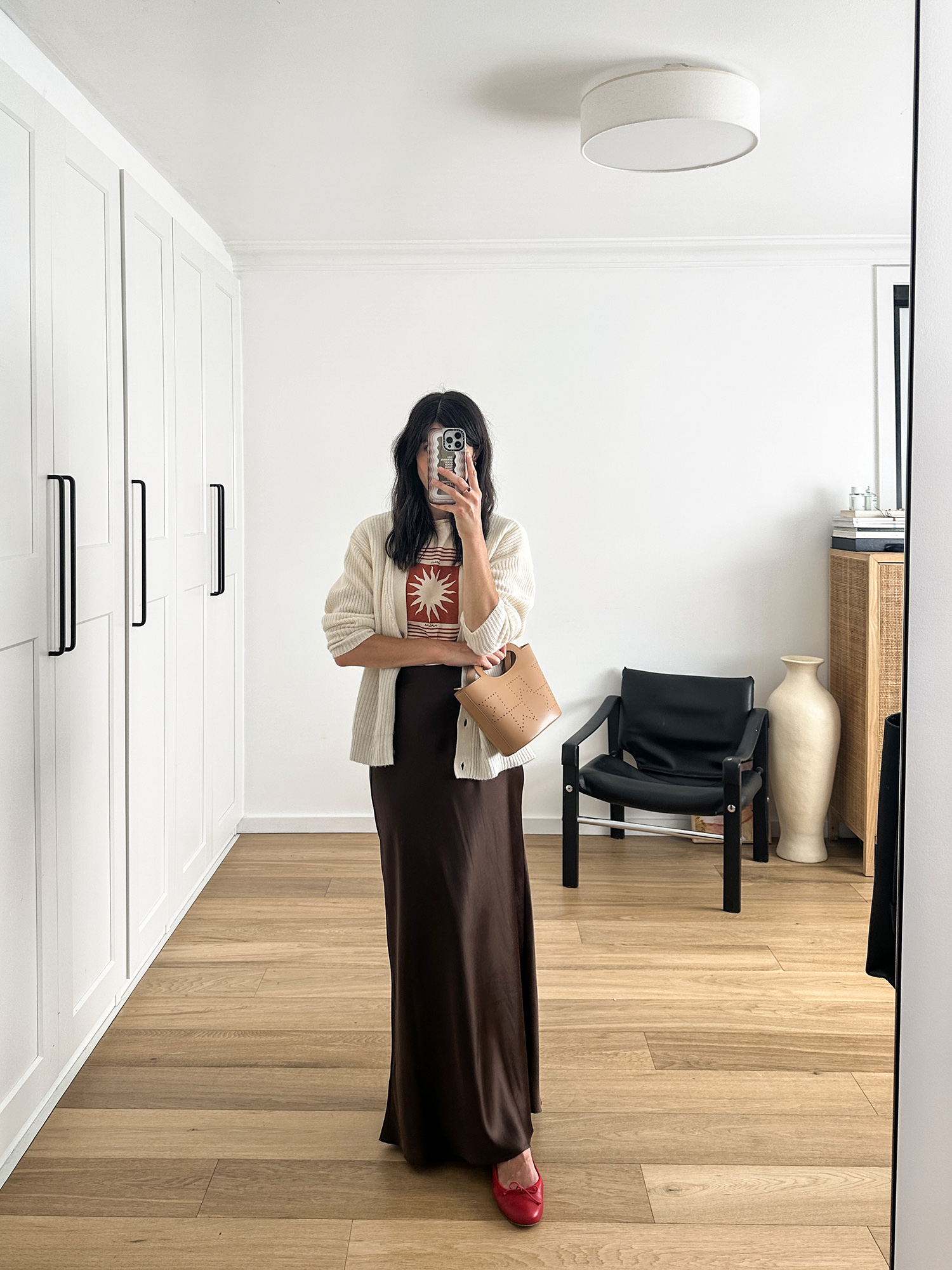 How to Style a Maxi Slip Skirt worn here with a block of colour