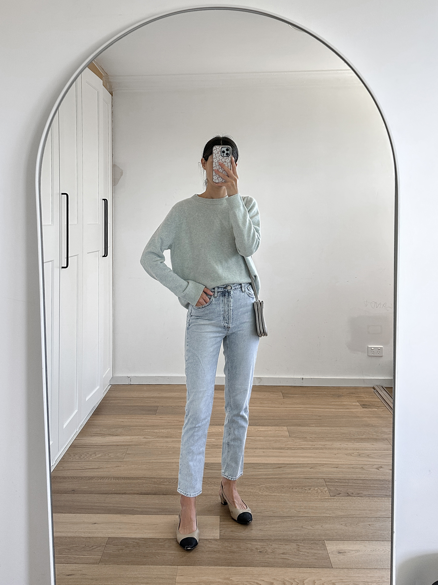 COS relaxed cashmere sweater with Scanlan Theodore jeans