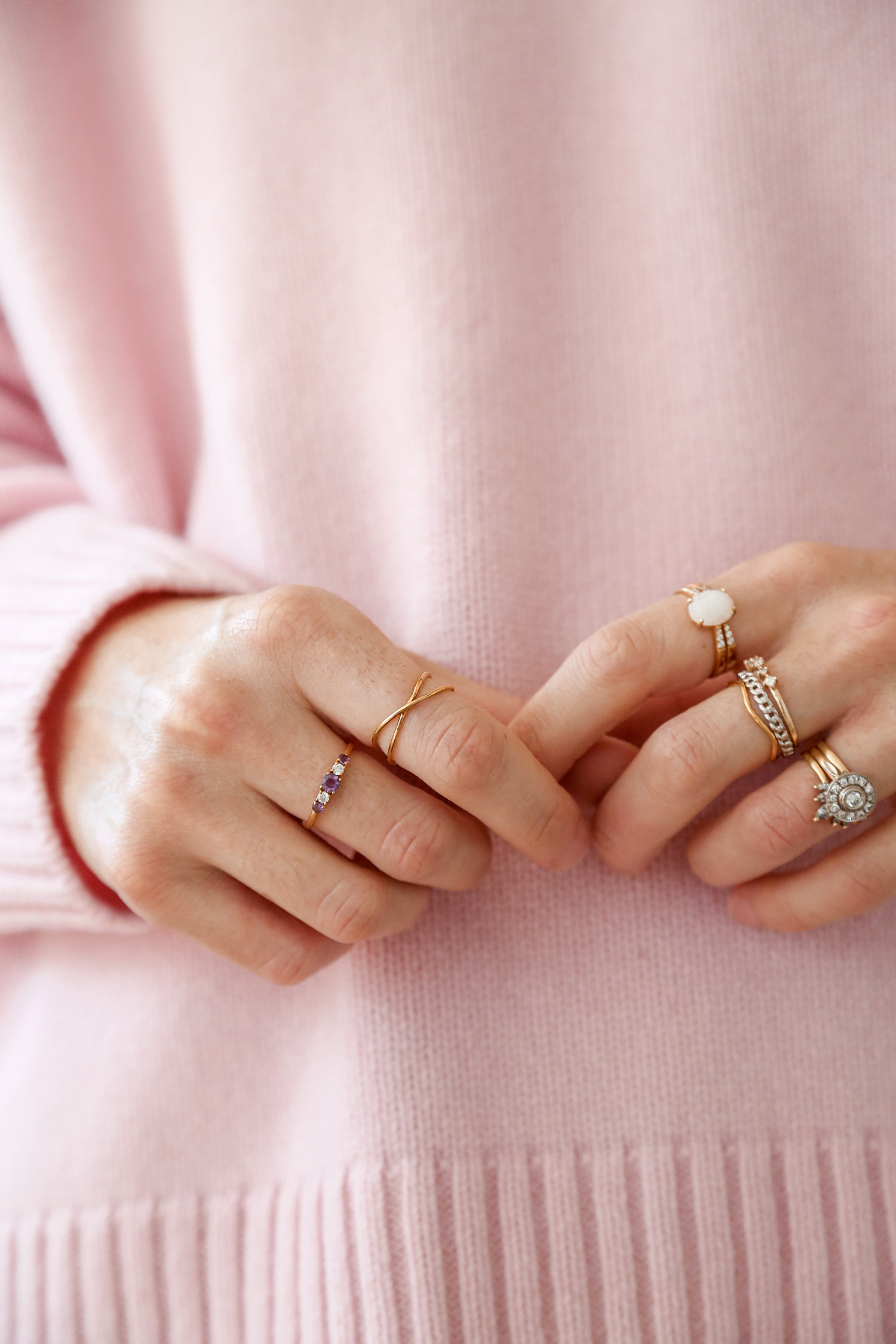 Minimal jewellery ring stack