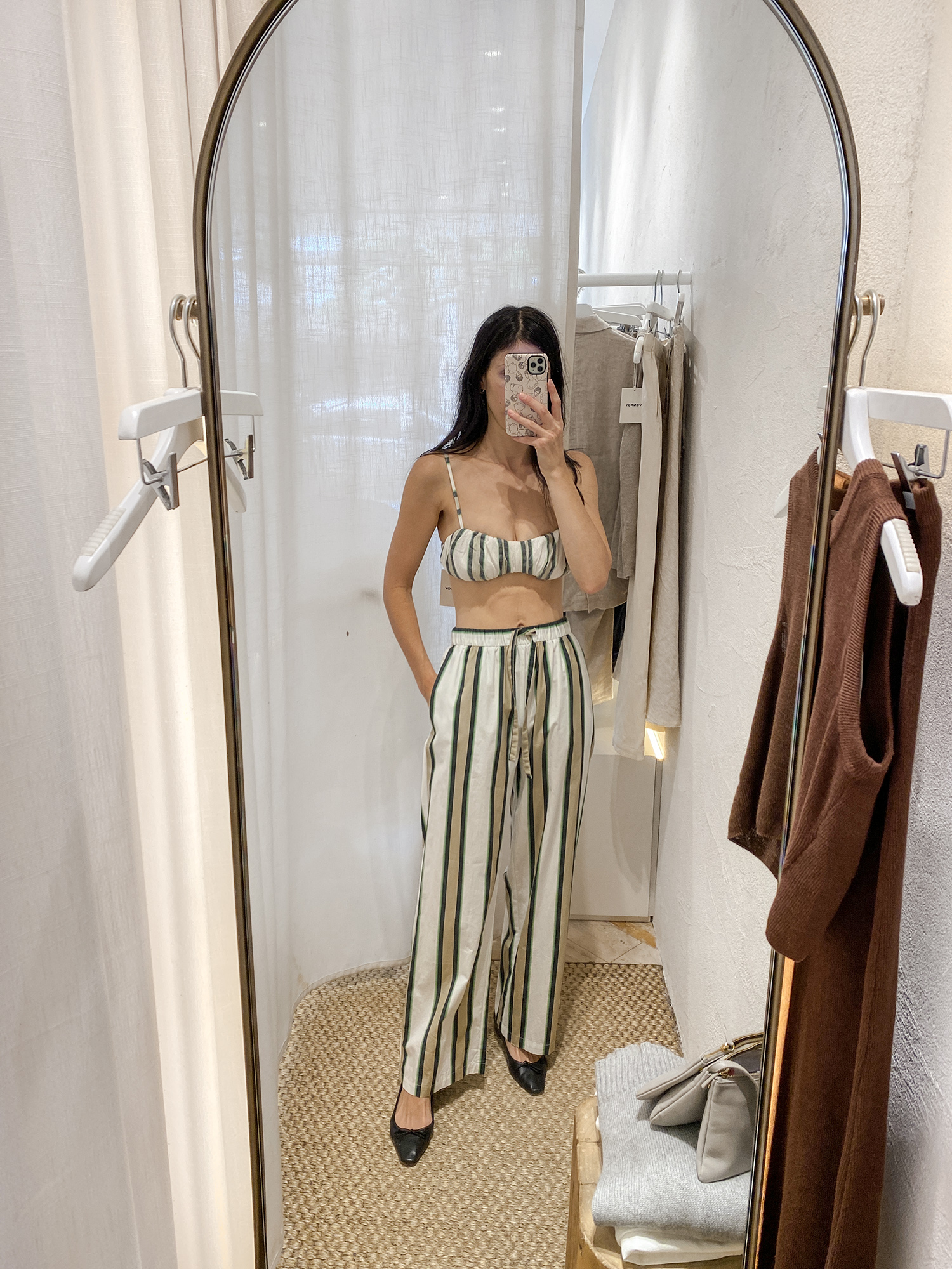 Venroy Stripe Gathered Cotton Bodice and Heavy Poplin Pant