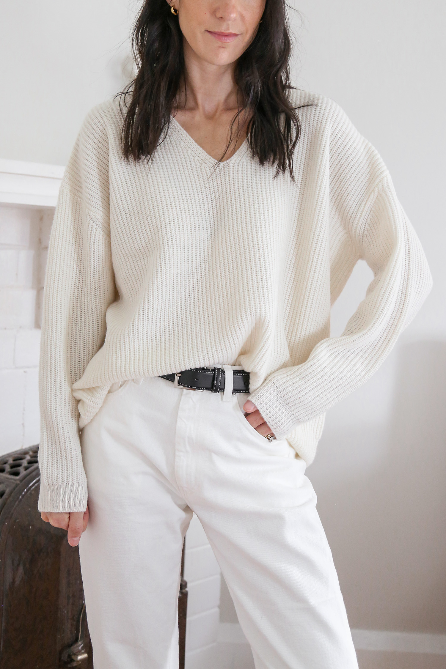 cream knit sweater